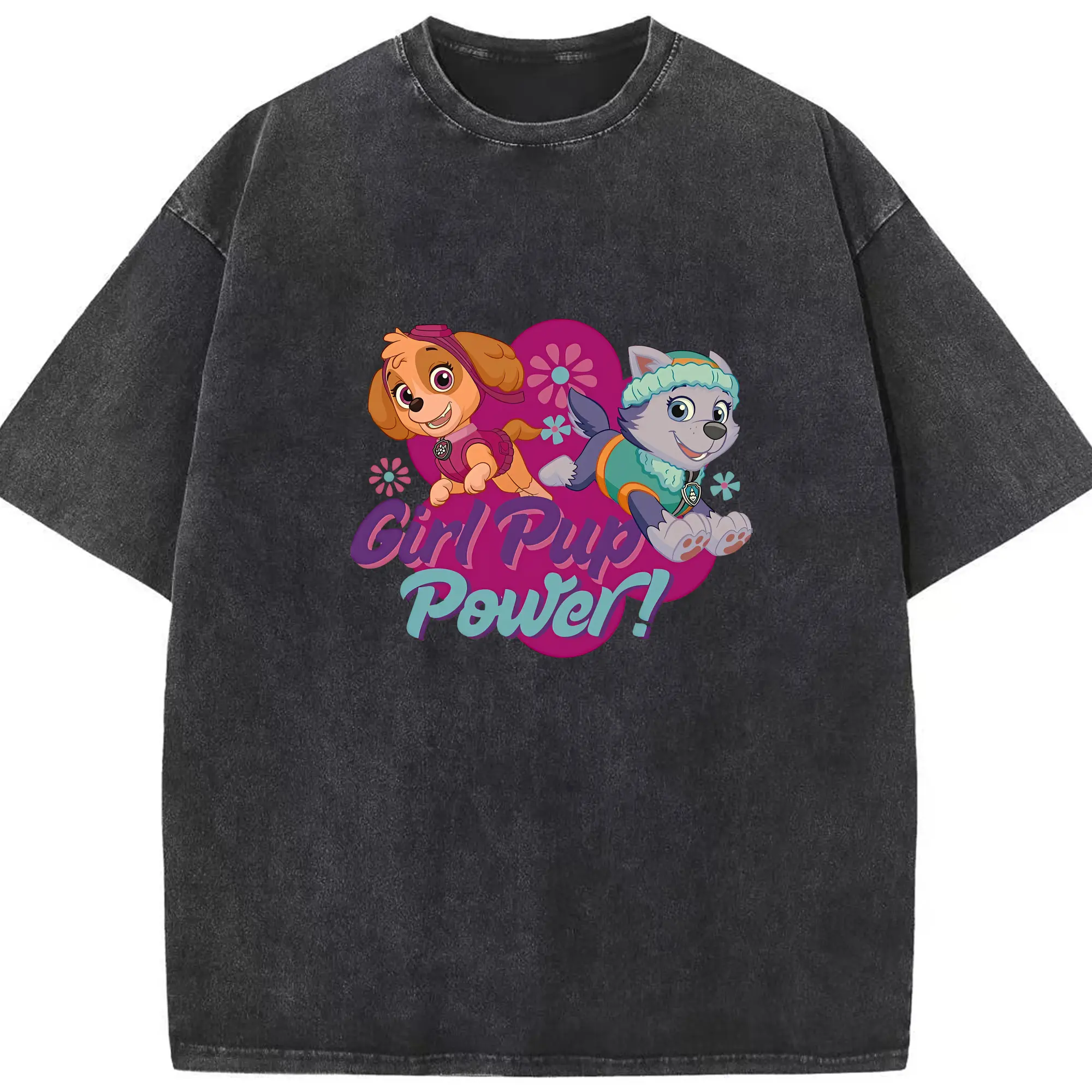 パウ・パトロール グッズ,スカイ - 綿100％ ヴィンテージ風 半袖Tシャツ ・ フロントプリント ・ 柔らか肌触り ・ 通気性 快適 ・ スポーツ カジュアル 外出用