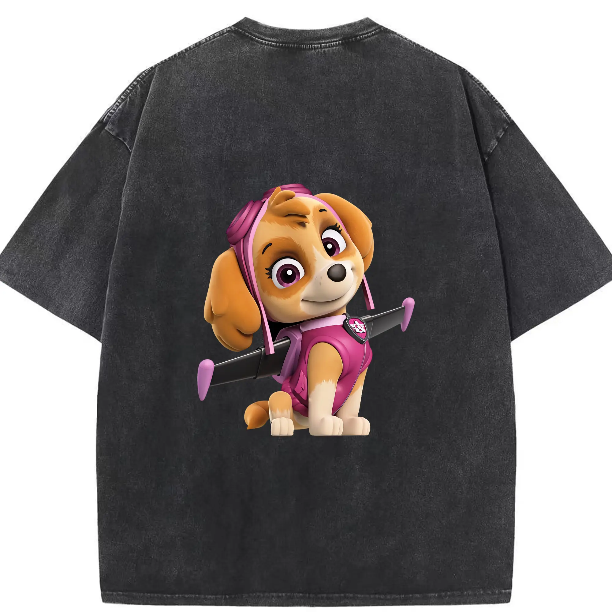 パウ・パトロール グッズ,スカイ - 綿100％ ヴィンテージ風 半袖Tシャツ ・ 背面プリント ・ 柔らか肌触り ・ 通気性 快適 ・ スポーツ カジュアル 外出用