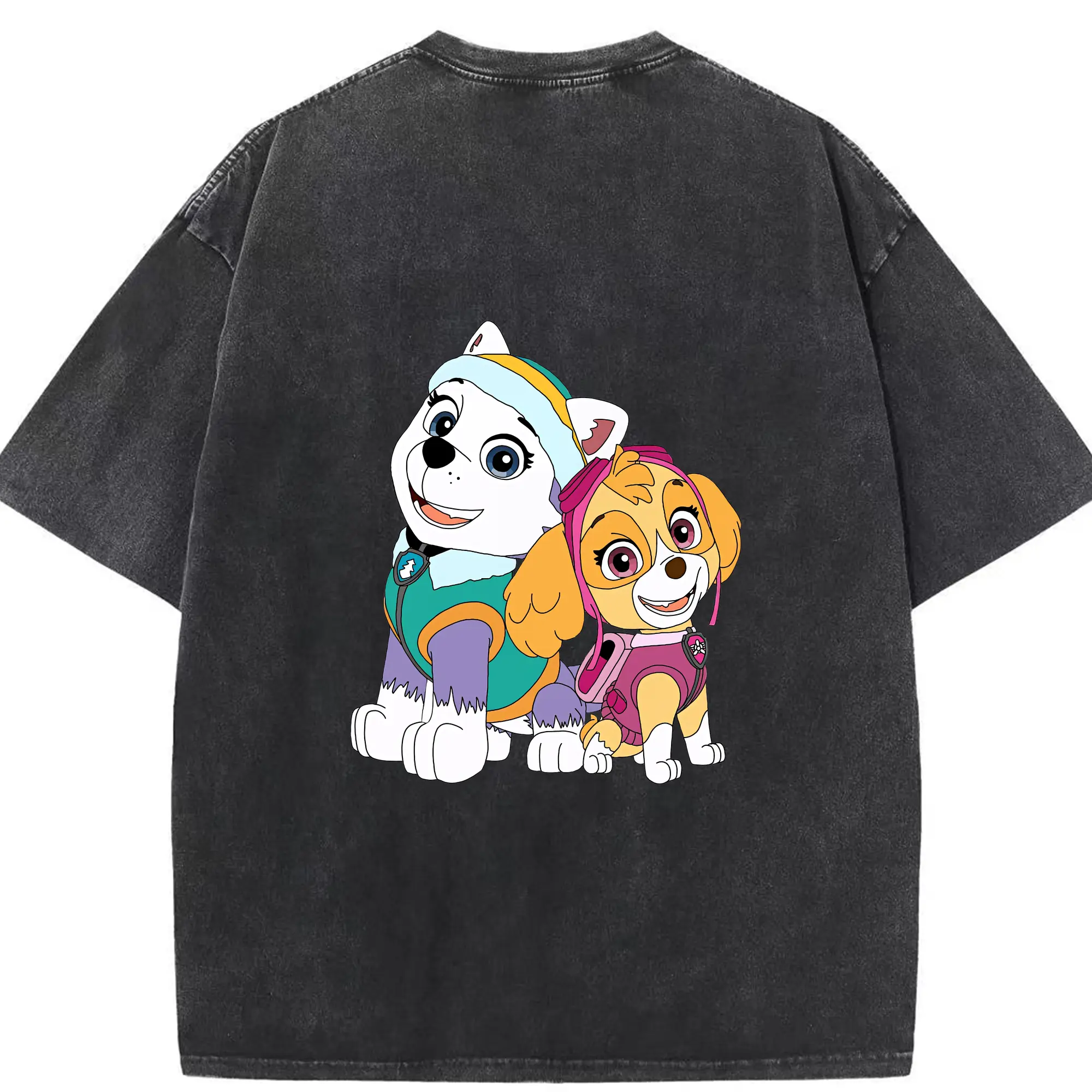 パウ・パトロール グッズ,スカイ - 綿100％ ヴィンテージ風 半袖Tシャツ ・ 背面プリント ・ 柔らか肌触り ・ 通気性 快適 ・ スポーツ カジュアル 外出用