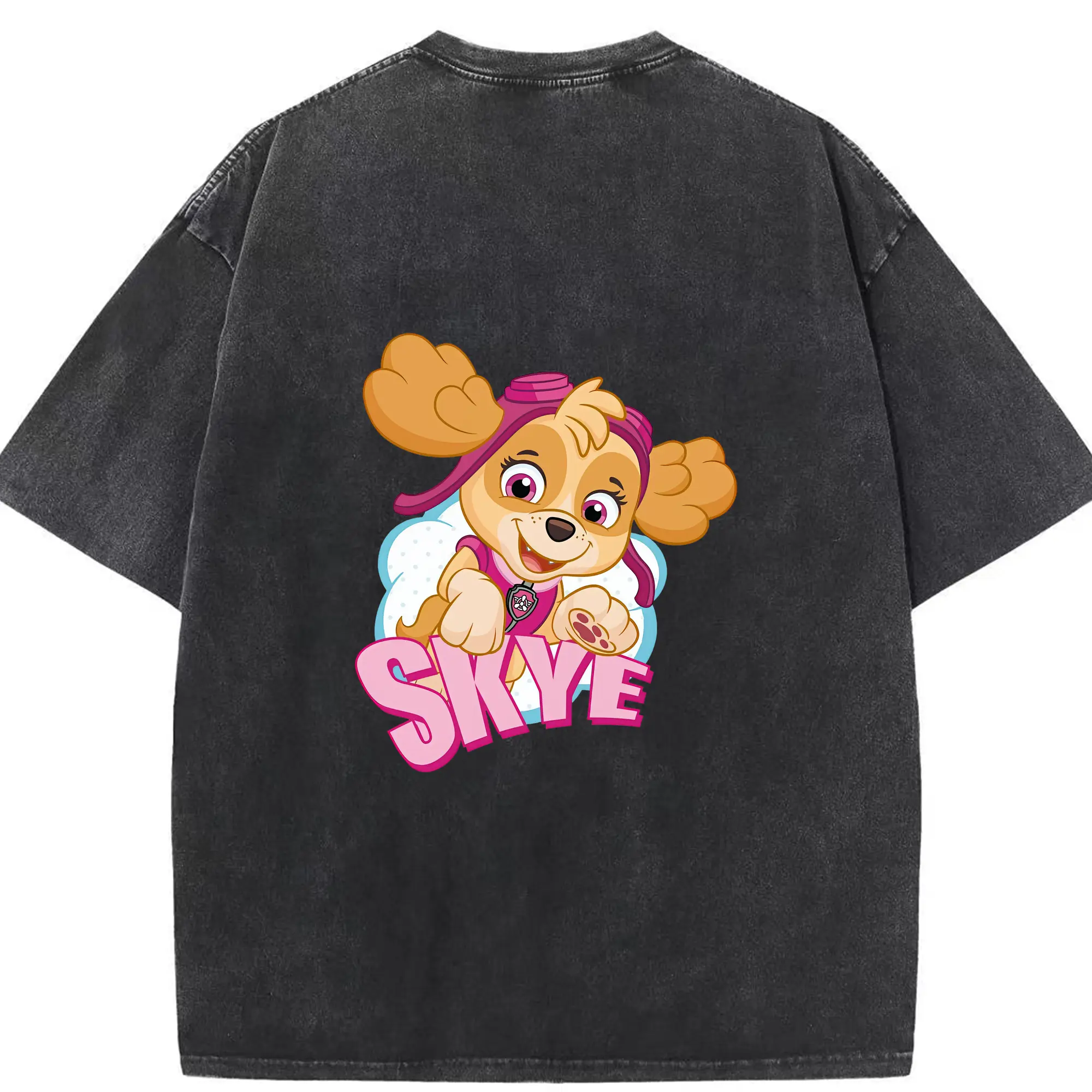 パウ・パトロール グッズ,スカイ - 綿100％ ヴィンテージ風 半袖Tシャツ ・ 背面プリント ・ 柔らか肌触り ・ 通気性 快適 ・ スポーツ カジュアル 外出用