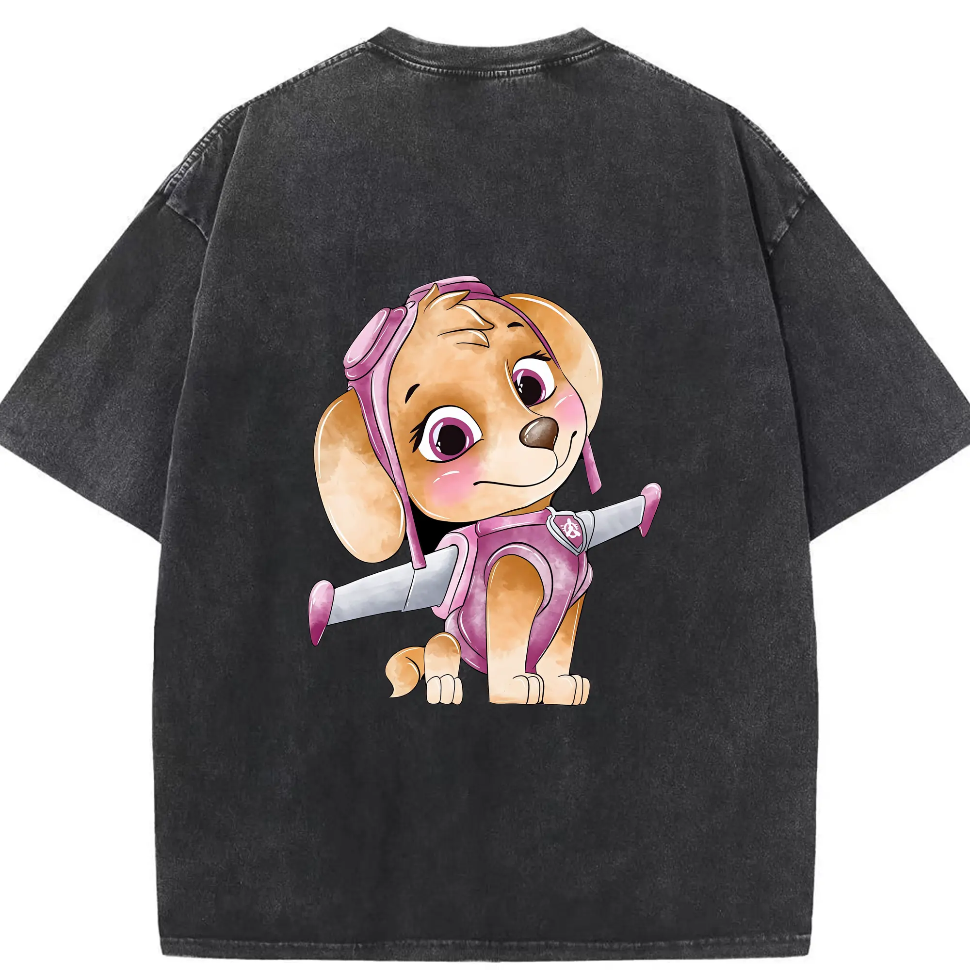 パウ・パトロール グッズ,スカイ - 綿100％ ヴィンテージ風 半袖Tシャツ ・ 背面プリント ・ 柔らか肌触り ・ 通気性 快適 ・ スポーツ カジュアル 外出用