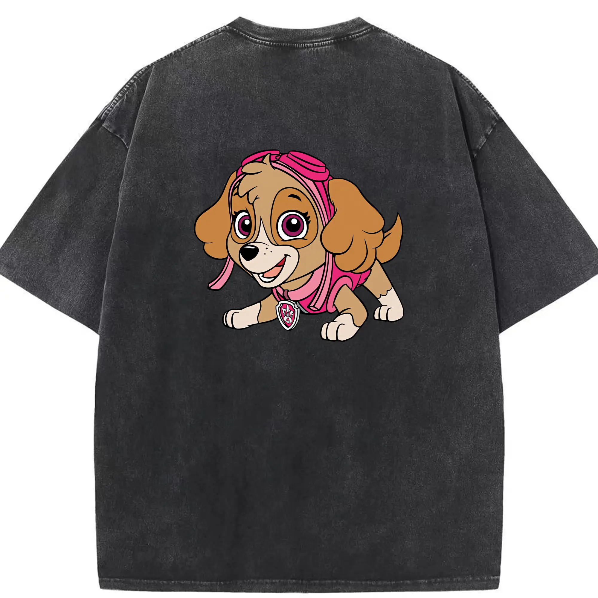 パウ・パトロール グッズ,スカイ - 綿100％ ヴィンテージ風 半袖Tシャツ ・ 背面プリント ・ 柔らか肌触り ・ 通気性 快適 ・ スポーツ カジュアル 外出用