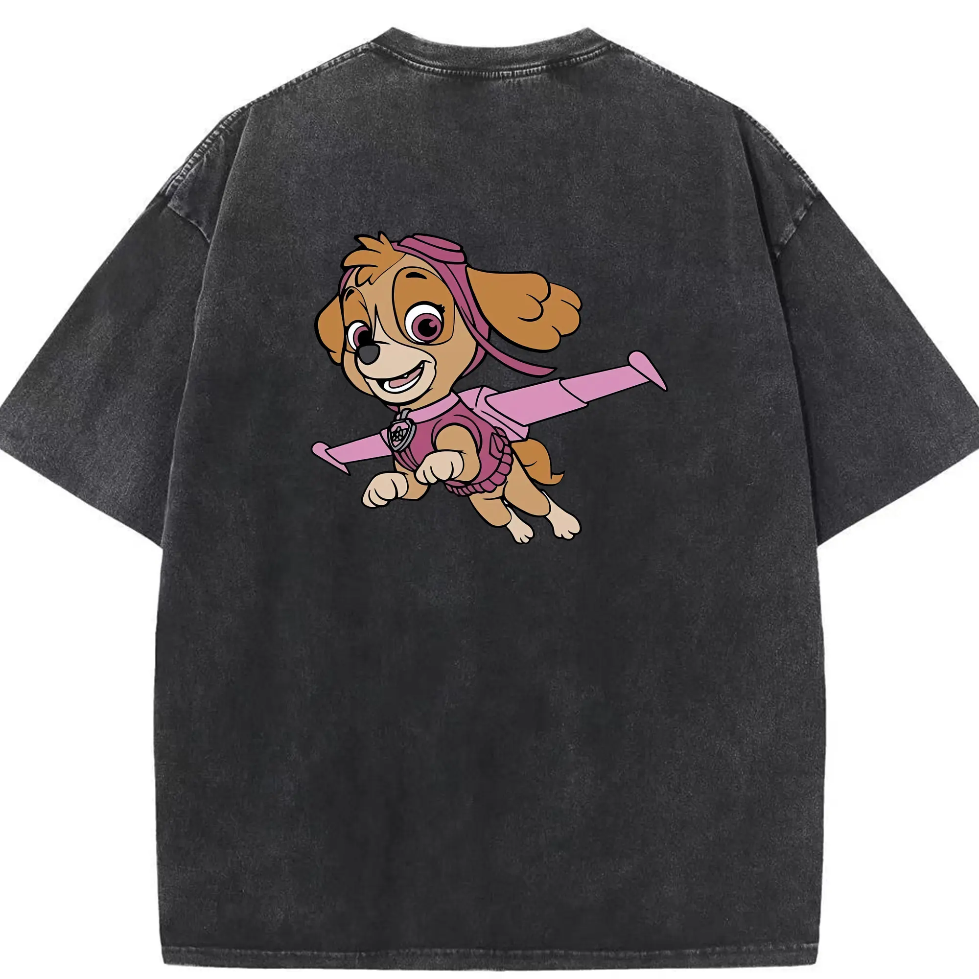 パウ・パトロール グッズ,スカイ - 綿100％ ヴィンテージ風 半袖Tシャツ ・ 背面プリント ・ 柔らか肌触り ・ 通気性 快適 ・ スポーツ カジュアル 外出用