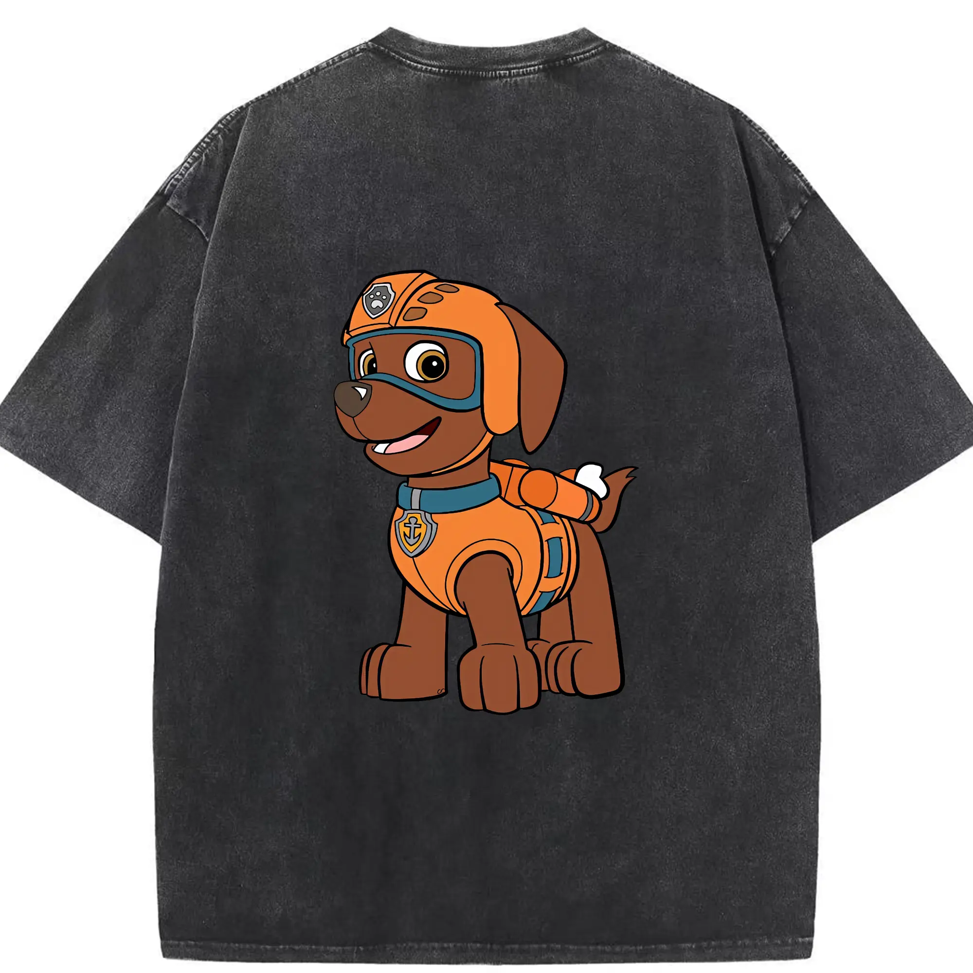 パウ・パトロール グッズ ズーマ - 綿100％ ヴィンテージ風 半袖Tシャツ ・ 背面プリント ・ 柔らか肌触り ・ 通気性 快適 ・ スポーツ カジュアル 外出用
