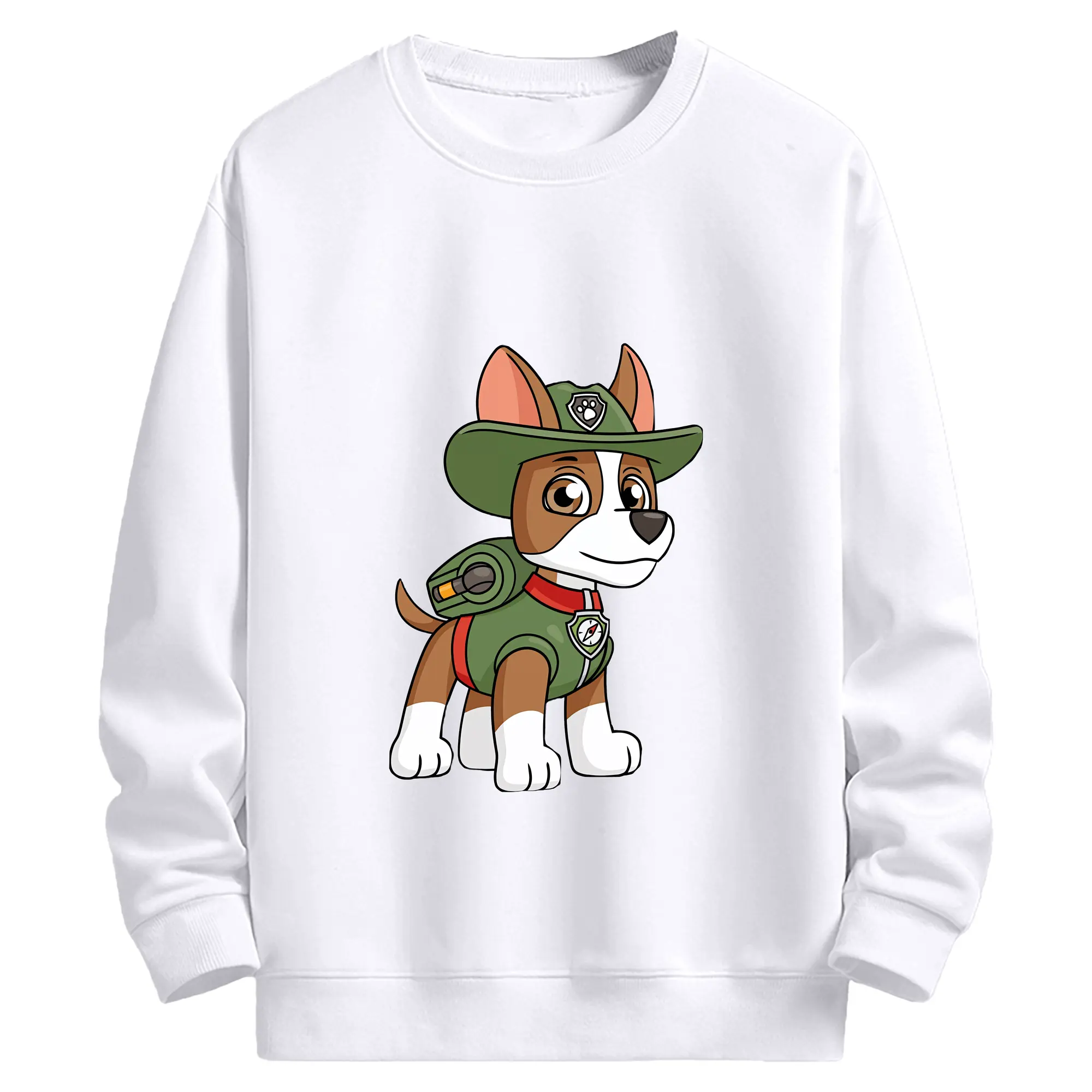 パウ・パトロール グッズ トラッカー - 高品質 クルーネック スウェット ・ コットン59％ ポリエステル41％ ・ ユニセックス 長袖 トレーナー ・ カジュアル デイリー スポーツ 散歩用