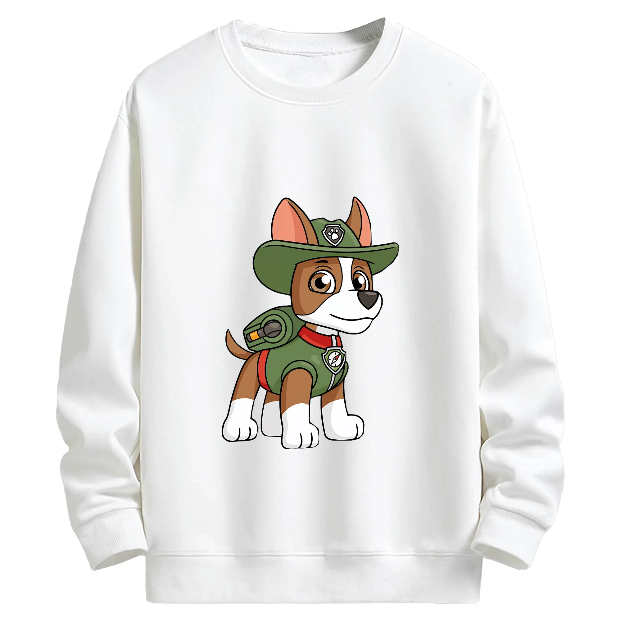 パウ・パトロール グッズ トラッカー - キッズ クルーネックスウェットシャツ ・ フロントプリント ・ 綿80％ ポリエステル20％ ・ 快適 通学 スポーツ 日常使い お散歩用