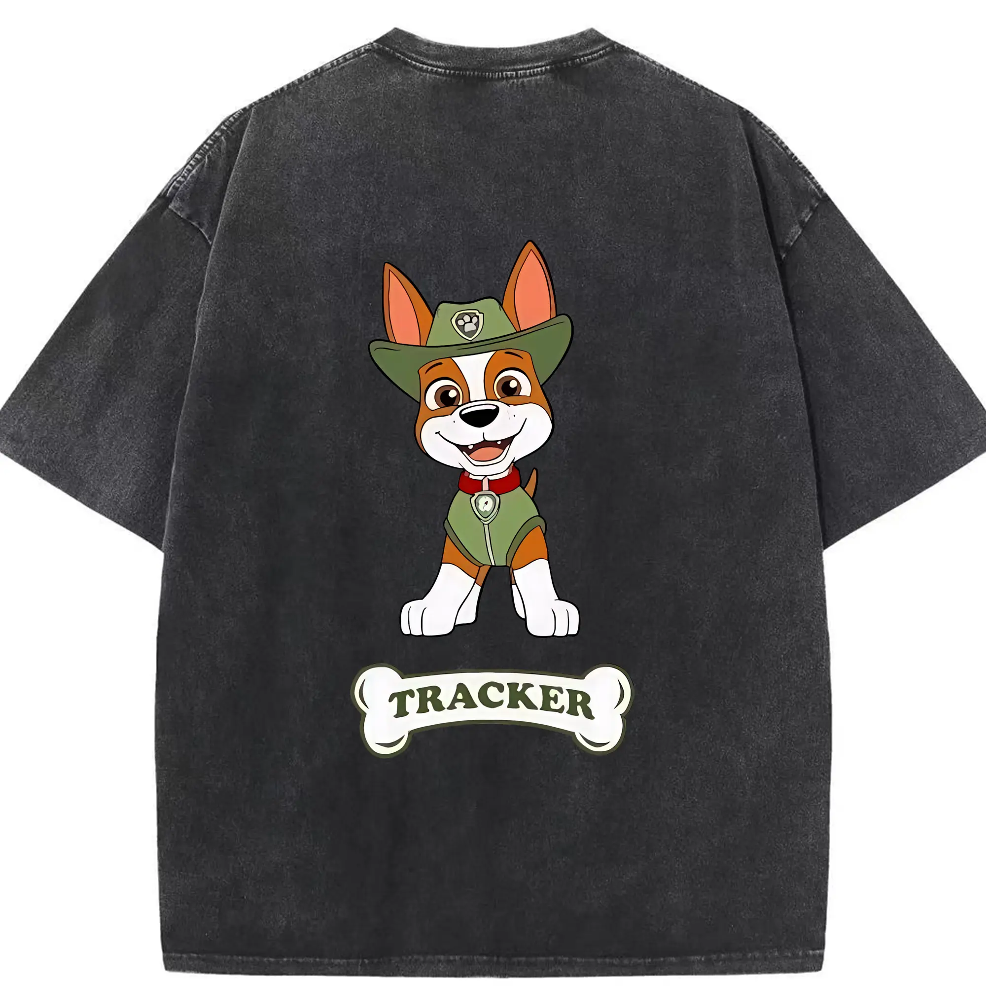 パウ・パトロール グッズ トラッカー - 綿100％ ヴィンテージ風 半袖Tシャツ ・ 背面プリント ・ 柔らか肌触り ・ 通気性 快適 ・ スポーツ カジュアル 外出用