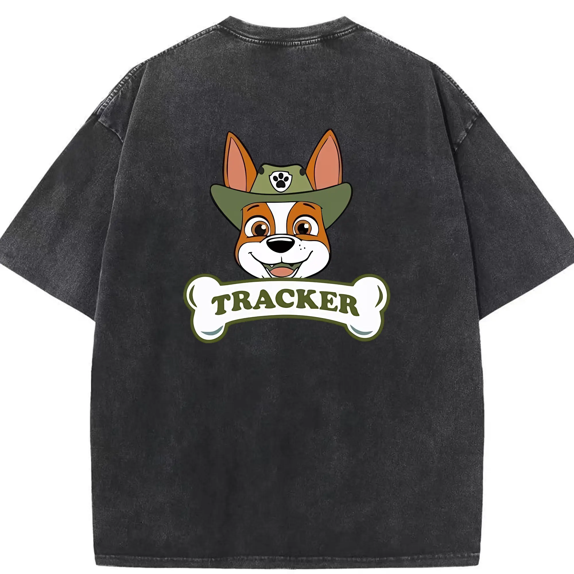 パウ・パトロール グッズ トラッカー - 綿100％ ヴィンテージ風 半袖Tシャツ ・ 背面プリント ・ 柔らか肌触り ・ 通気性 快適 ・ スポーツ カジュアル 外出用