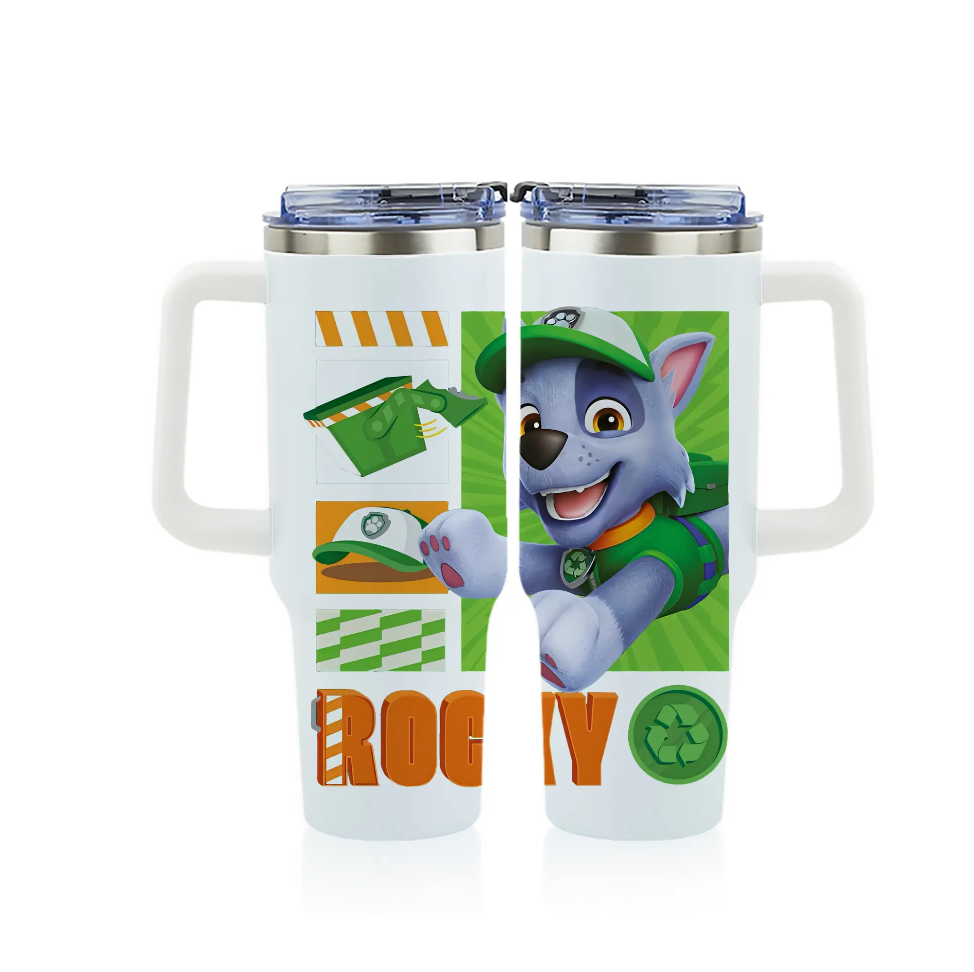 パウ・パトロール グッズ ロッキー - 1200mL フルプリント車用タンブラー ・ 304ステンレス 内側 ・ 201ステンレス 外側 ・ 保温 保冷 ・ 通勤 ドライブ アウトドア用