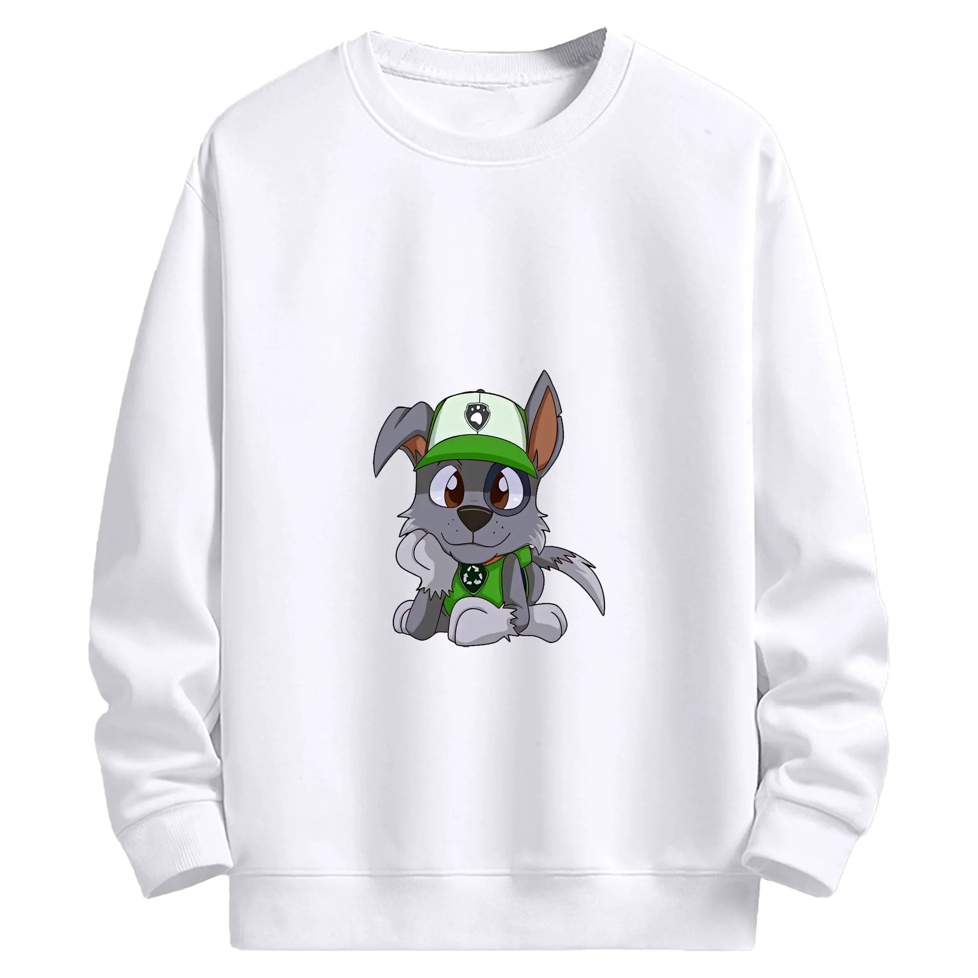 パウ・パトロール グッズ ロッキー - 高品質 クルーネック スウェット ・ コットン59％ ポリエステル41％ ・ ユニセックス 長袖 トレーナー ・ カジュアル デイリー スポーツ 散歩用