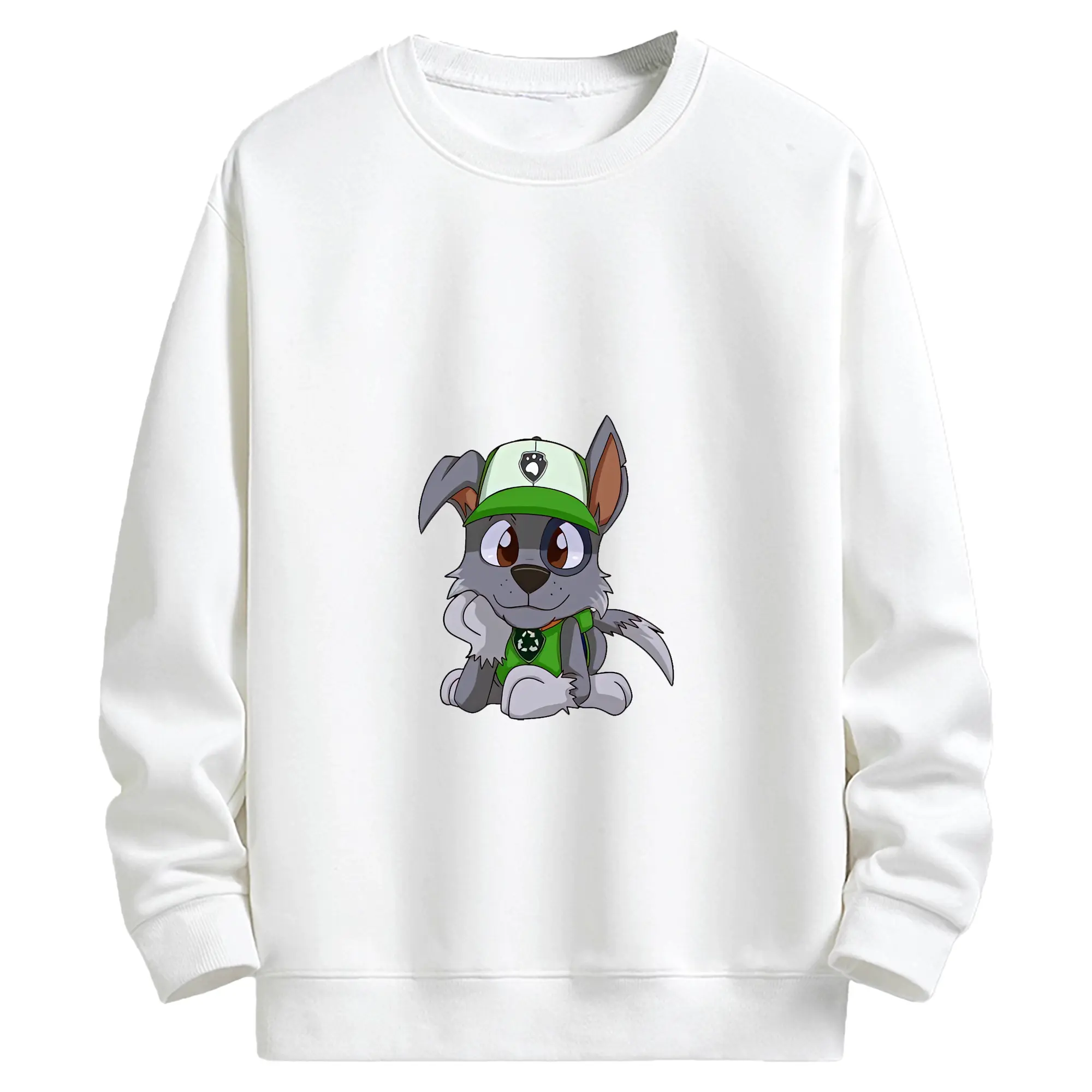 パウ・パトロール グッズ ロッキー - キッズ クルーネックスウェットシャツ ・ フロントプリント ・ 綿80％ ポリエステル20％ ・ 快適 通学 スポーツ 日常使い お散歩用