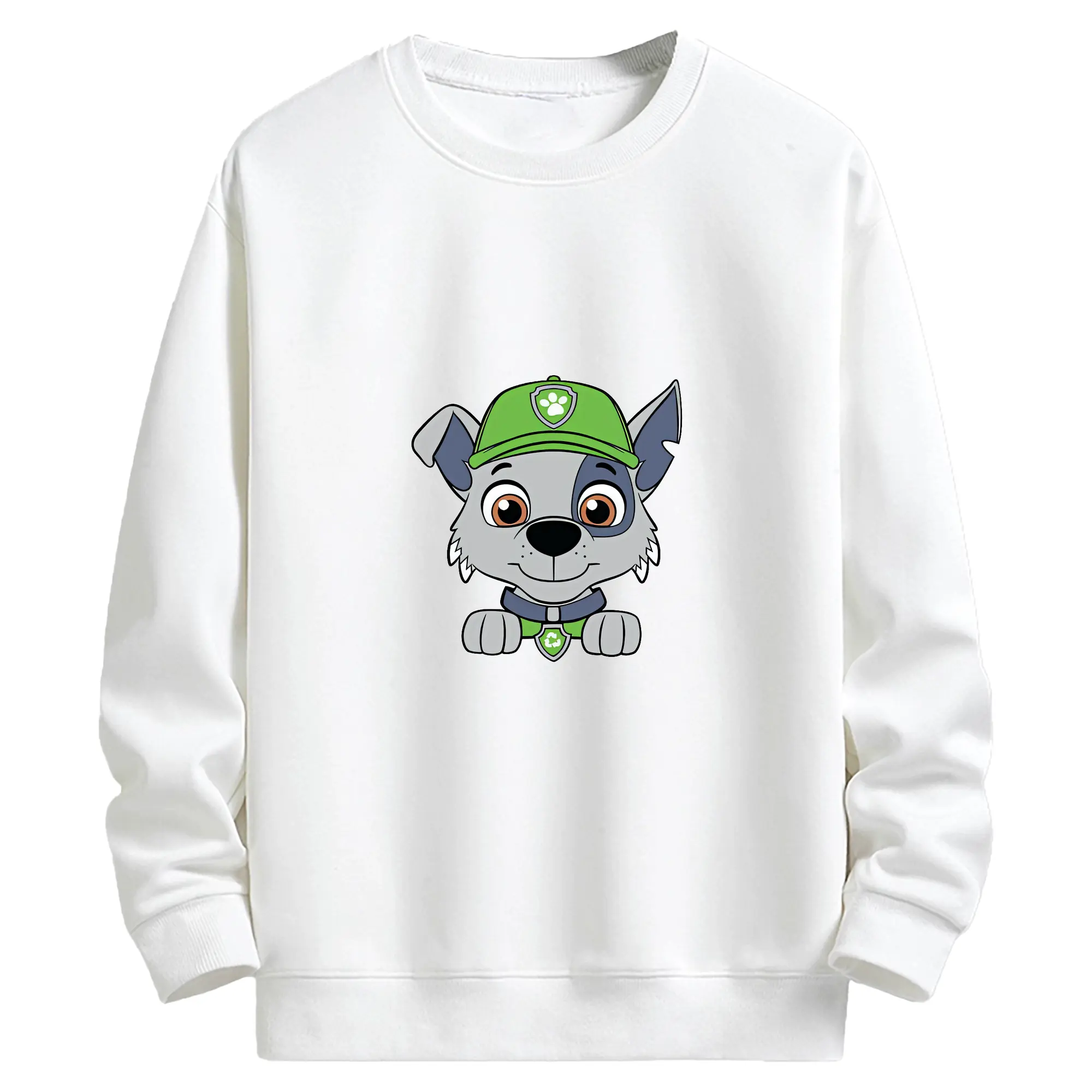 パウ・パトロール グッズ ロッキー - キッズ クルーネックスウェットシャツ ・ フロントプリント ・ 綿80％ ポリエステル20％ ・ 快適 通学 スポーツ 日常使い お散歩用