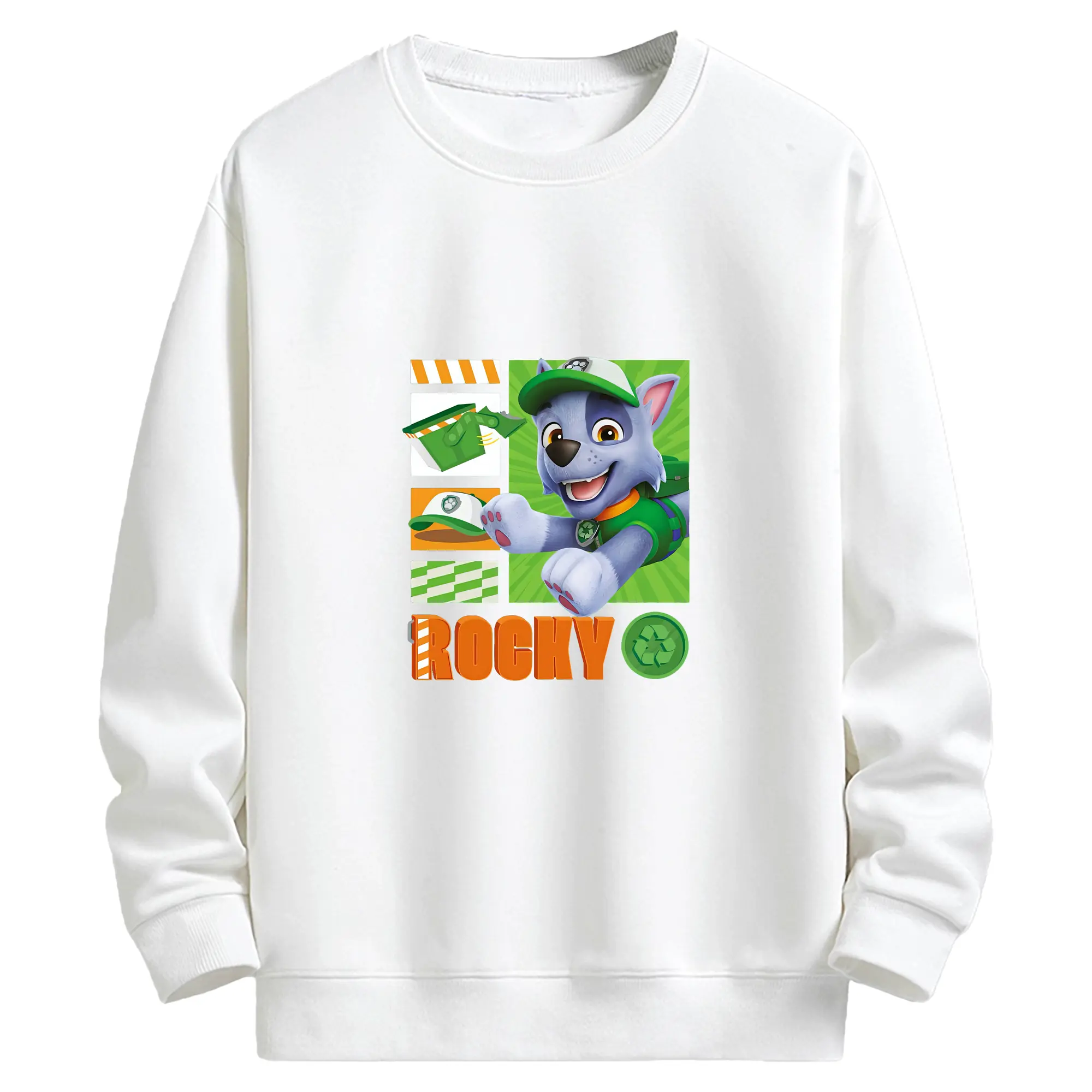 パウ・パトロール グッズ ロッキー - キッズ クルーネックスウェットシャツ ・ フロントプリント ・ 綿80％ ポリエステル20％ ・ 快適 通学 スポーツ 日常使い お散歩用