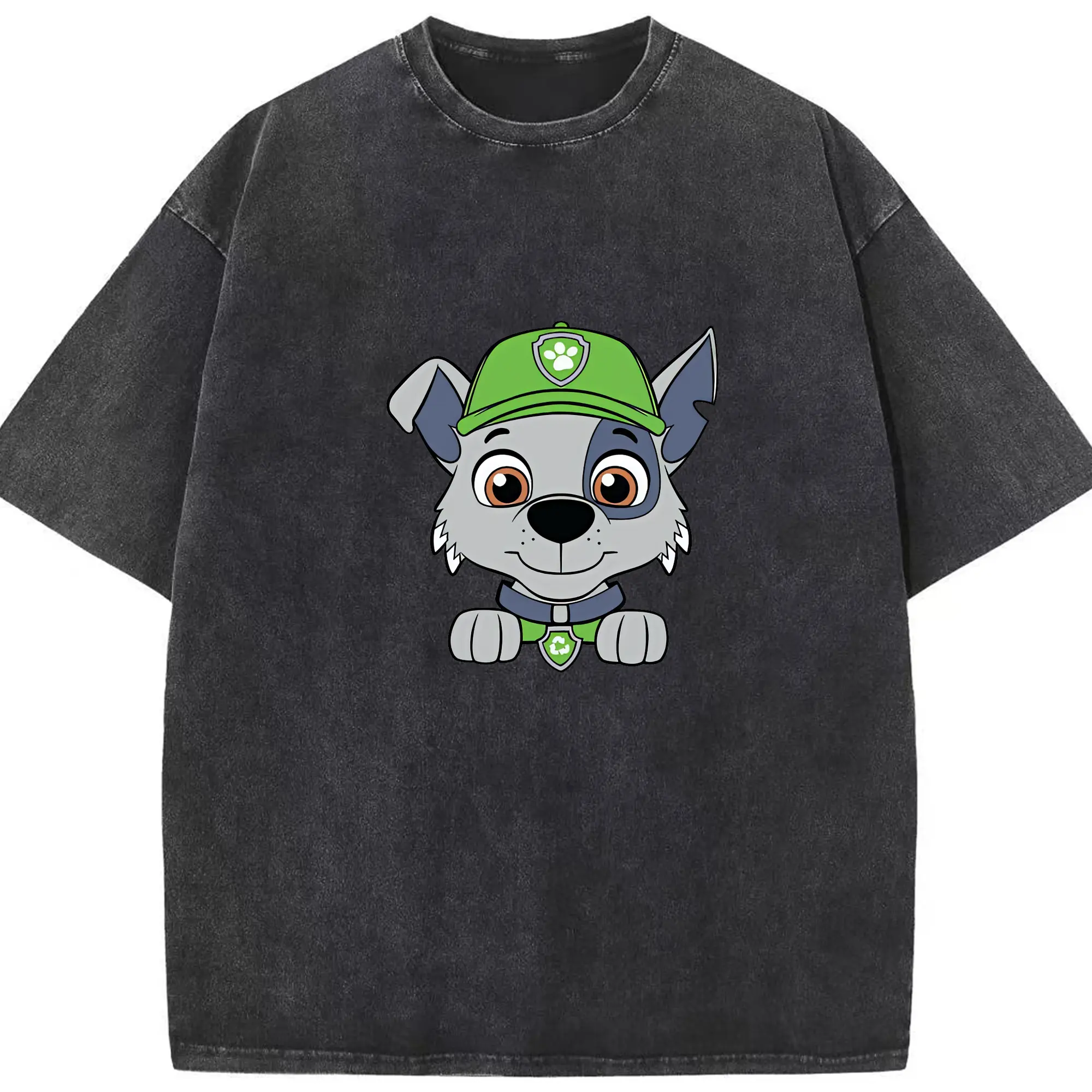 パウ・パトロール グッズ ロッキー - 綿100％ ヴィンテージ風 半袖Tシャツ ・ フロントプリント ・ 柔らか肌触り ・ 通気性 快適 ・ スポーツ カジュアル 外出用