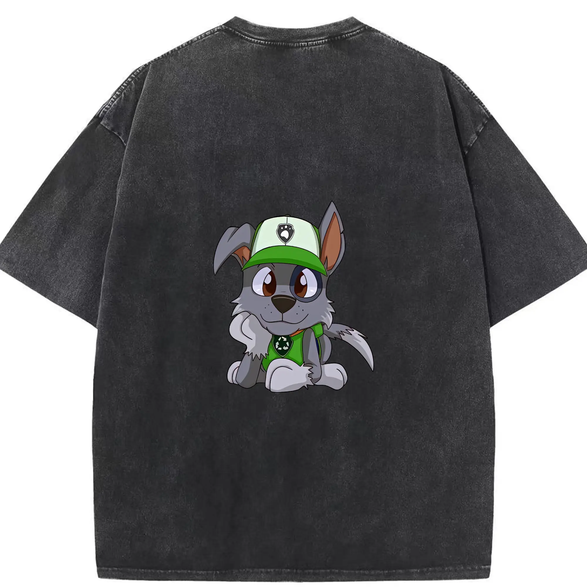 パウ・パトロール グッズ ロッキー - 綿100％ ヴィンテージ風 半袖Tシャツ ・ 背面プリント ・ 柔らか肌触り ・ 通気性 快適 ・ スポーツ カジュアル 外出用