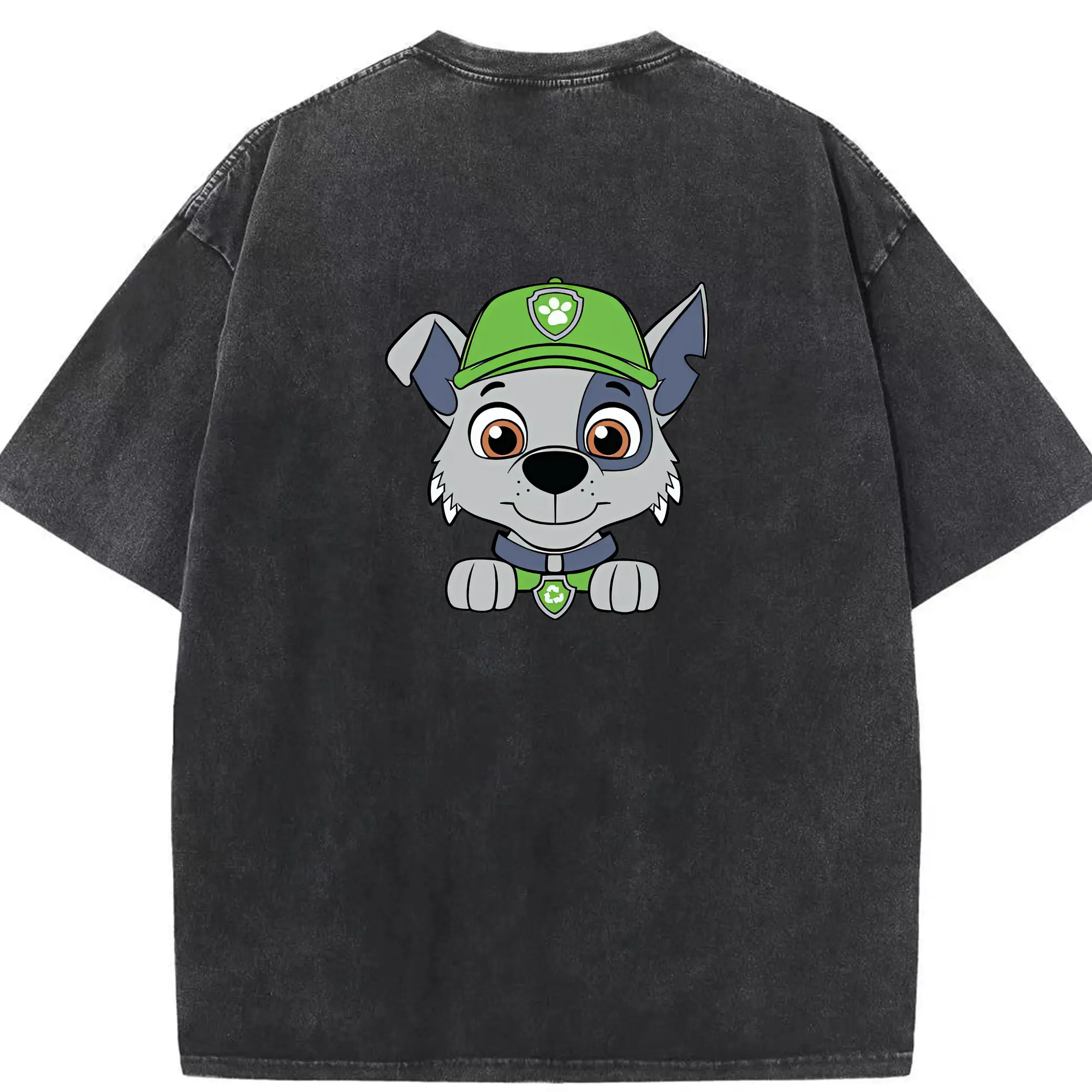 パウ・パトロール グッズ ロッキー - 綿100％ ヴィンテージ風 半袖Tシャツ ・ 背面プリント ・ 柔らか肌触り ・ 通気性 快適 ・ スポーツ カジュアル 外出用