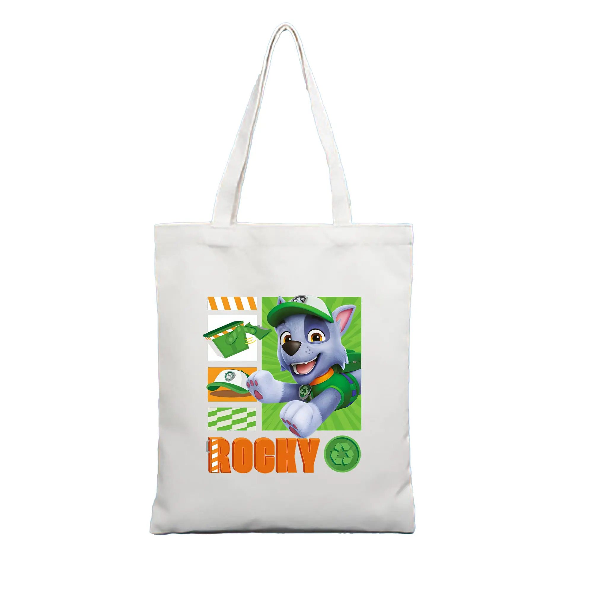 パウ・パトロール グッズ ロッキー - 縦型キャンバス手提げバッグ（トートバッグ） ・ キャンバス素材 ・ ショッピング用 ・ 軽量 丈夫 お手入れ簡単