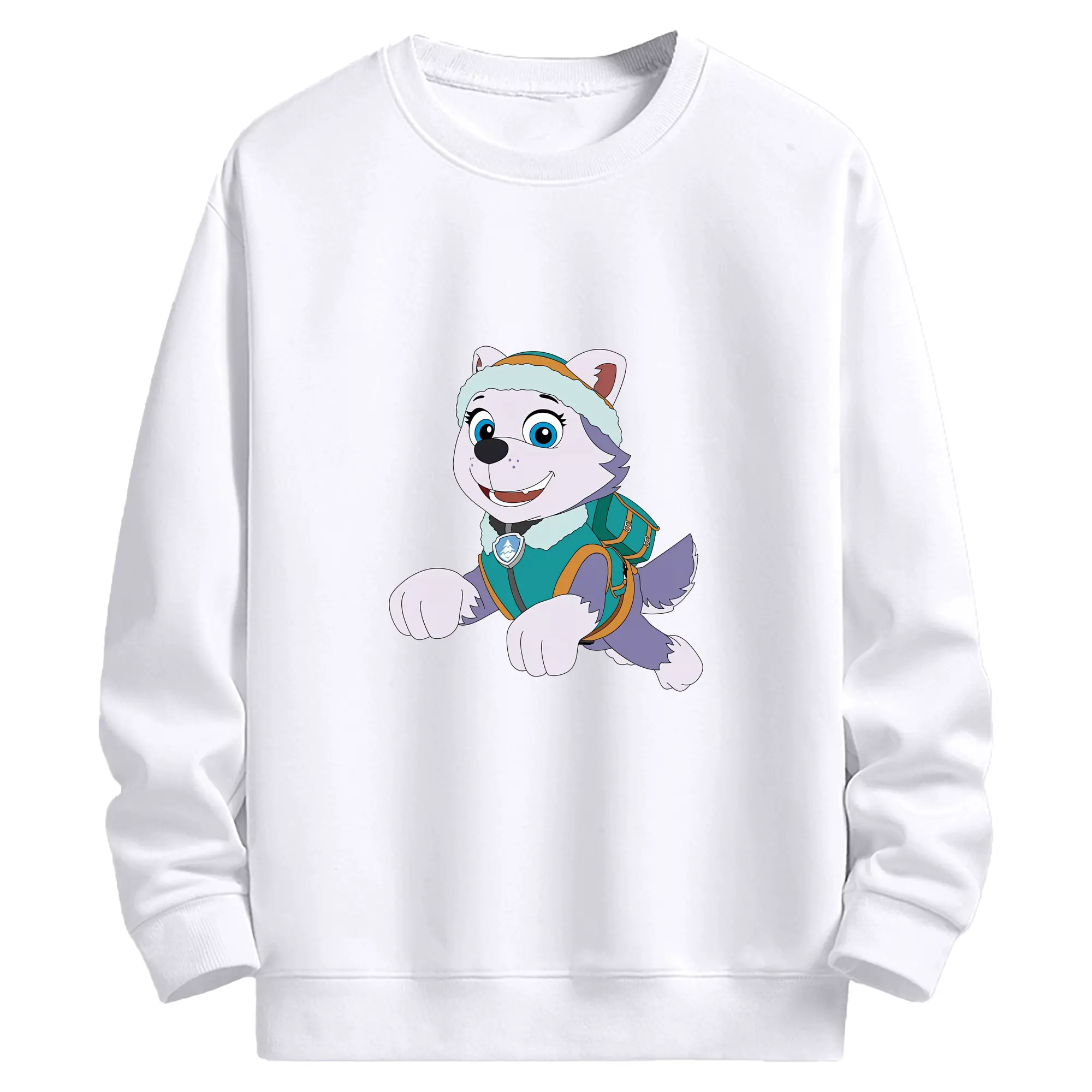 パウ・パトロール グッズ エベレスト - 高品質 クルーネック スウェット ・ コットン59％ ポリエステル41％ ・ ユニセックス 長袖 トレーナー ・ カジュアル デイリー スポーツ 散歩用