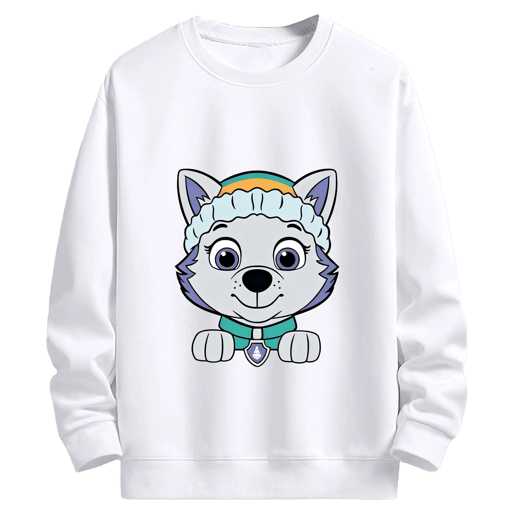 パウ・パトロール グッズ エベレスト - 高品質 クルーネック スウェット ・ コットン59％ ポリエステル41％ ・ ユニセックス 長袖 トレーナー ・ カジュアル デイリー スポーツ 散歩用