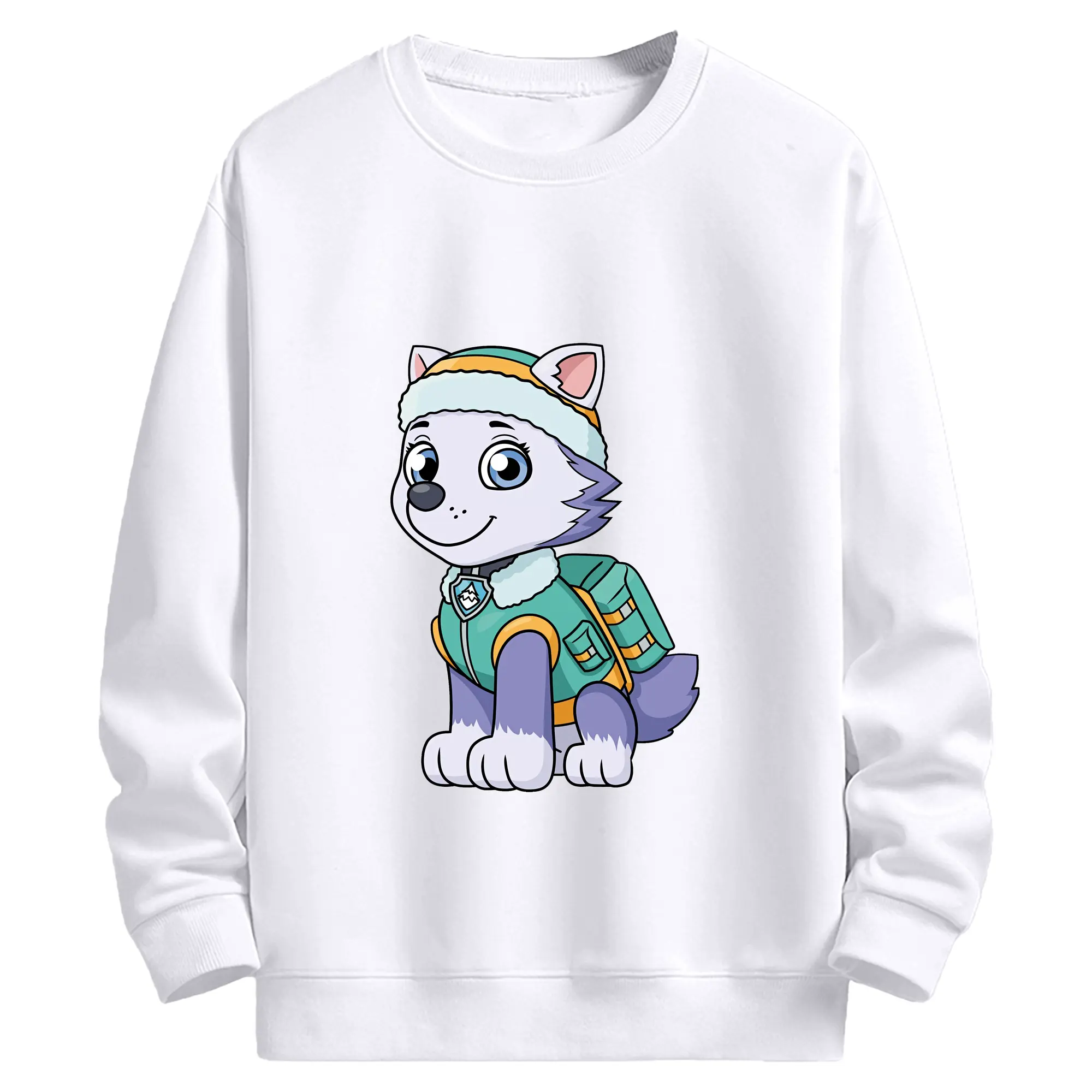 パウ・パトロール グッズ エベレスト - 高品質 クルーネック スウェット ・ コットン59％ ポリエステル41％ ・ ユニセックス 長袖 トレーナー ・ カジュアル デイリー スポーツ 散歩用