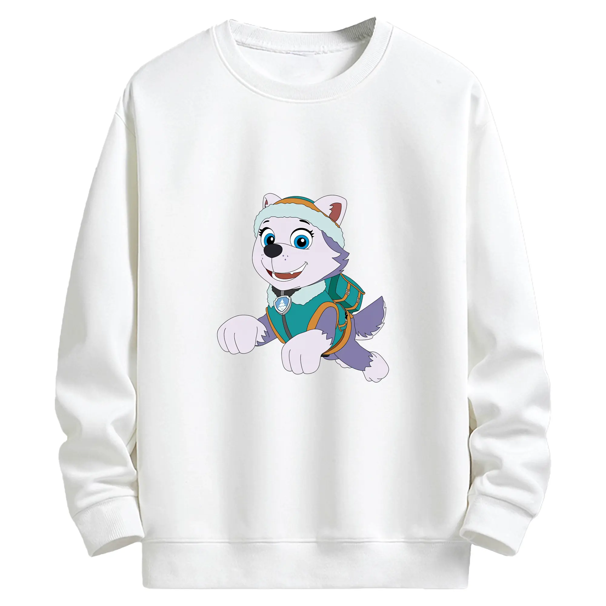 パウ・パトロール グッズ エベレスト - キッズ クルーネックスウェットシャツ ・ フロントプリント ・ 綿80％ ポリエステル20％ ・ 快適 通学 スポーツ 日常使い お散歩用