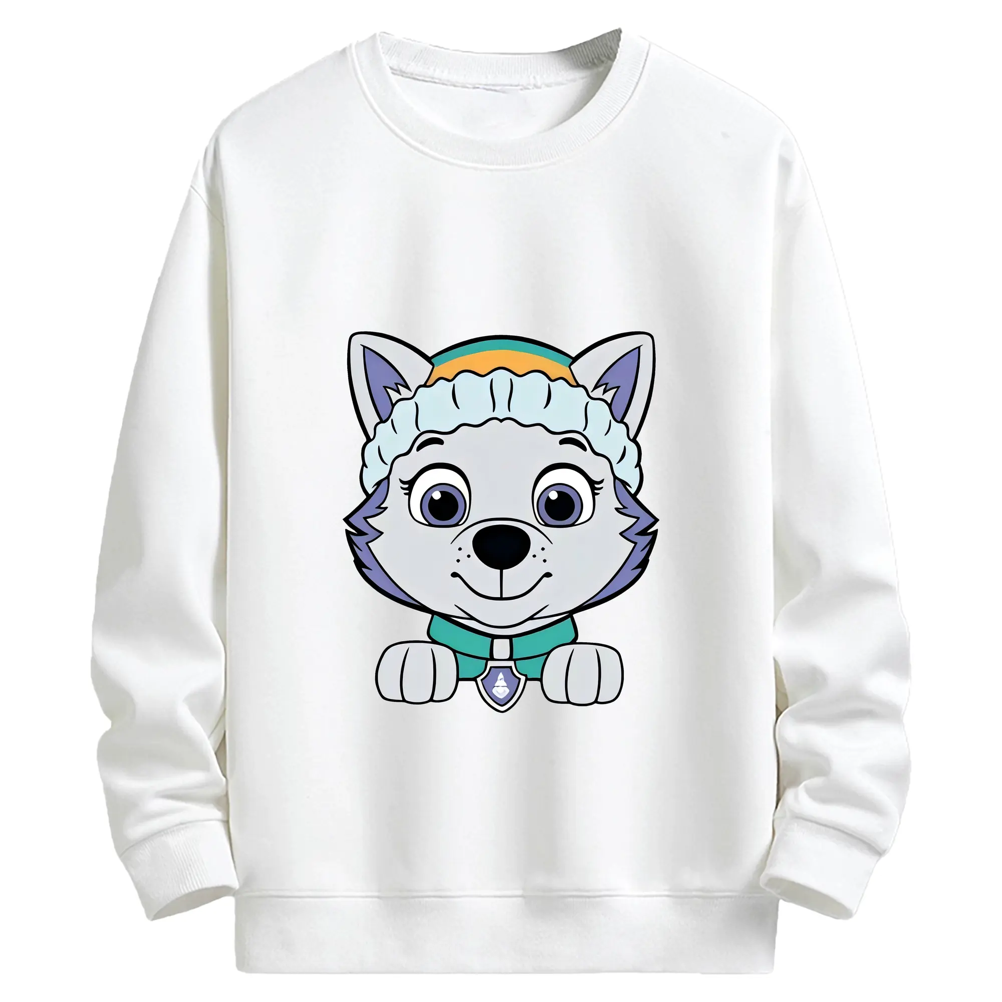 パウ・パトロール グッズ エベレスト - キッズ クルーネックスウェットシャツ ・ フロントプリント ・ 綿80％ ポリエステル20％ ・ 快適 通学 スポーツ 日常使い お散歩用