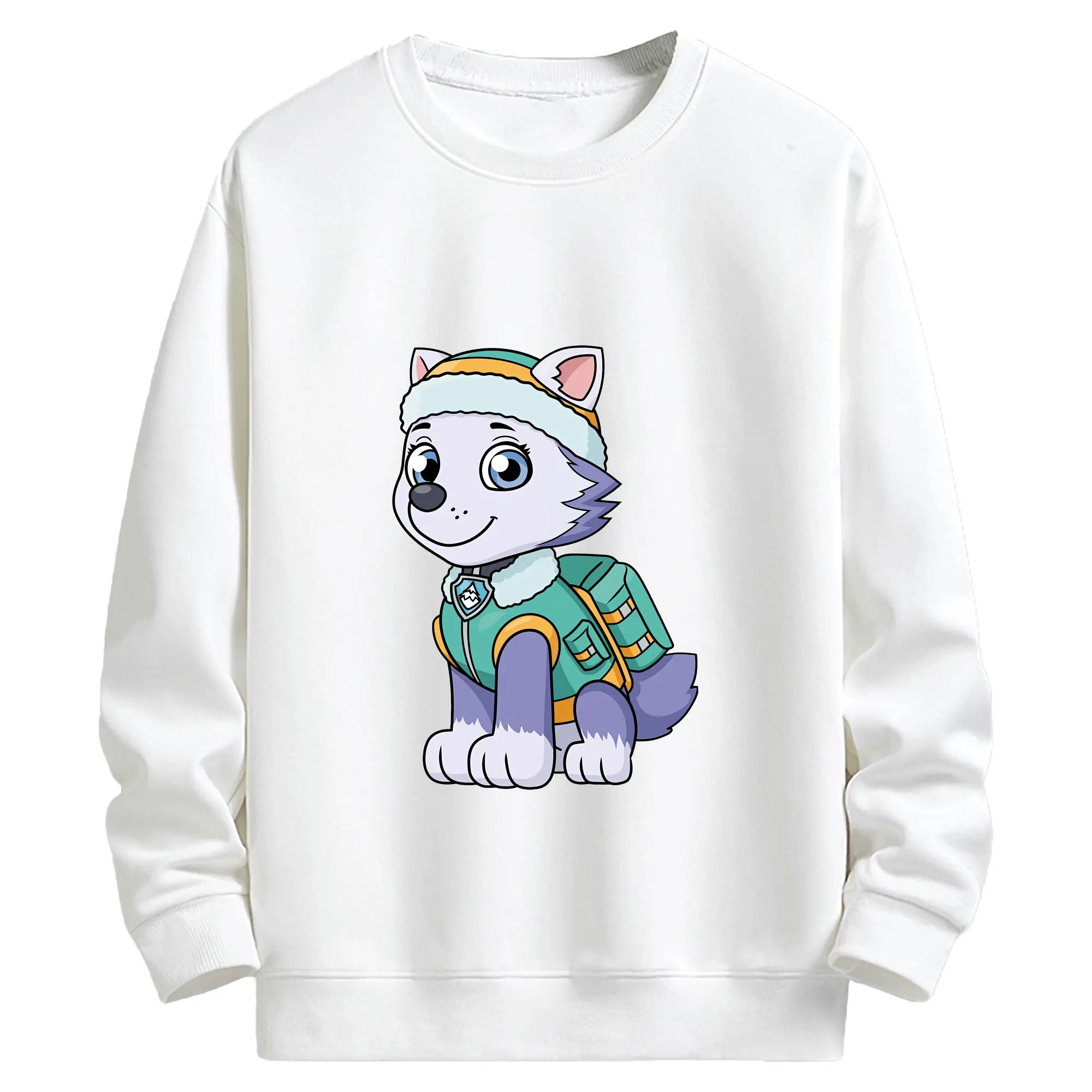 パウ・パトロール グッズ エベレスト - キッズ クルーネックスウェットシャツ ・ フロントプリント ・ 綿80％ ポリエステル20％ ・ 快適 通学 スポーツ 日常使い お散歩用