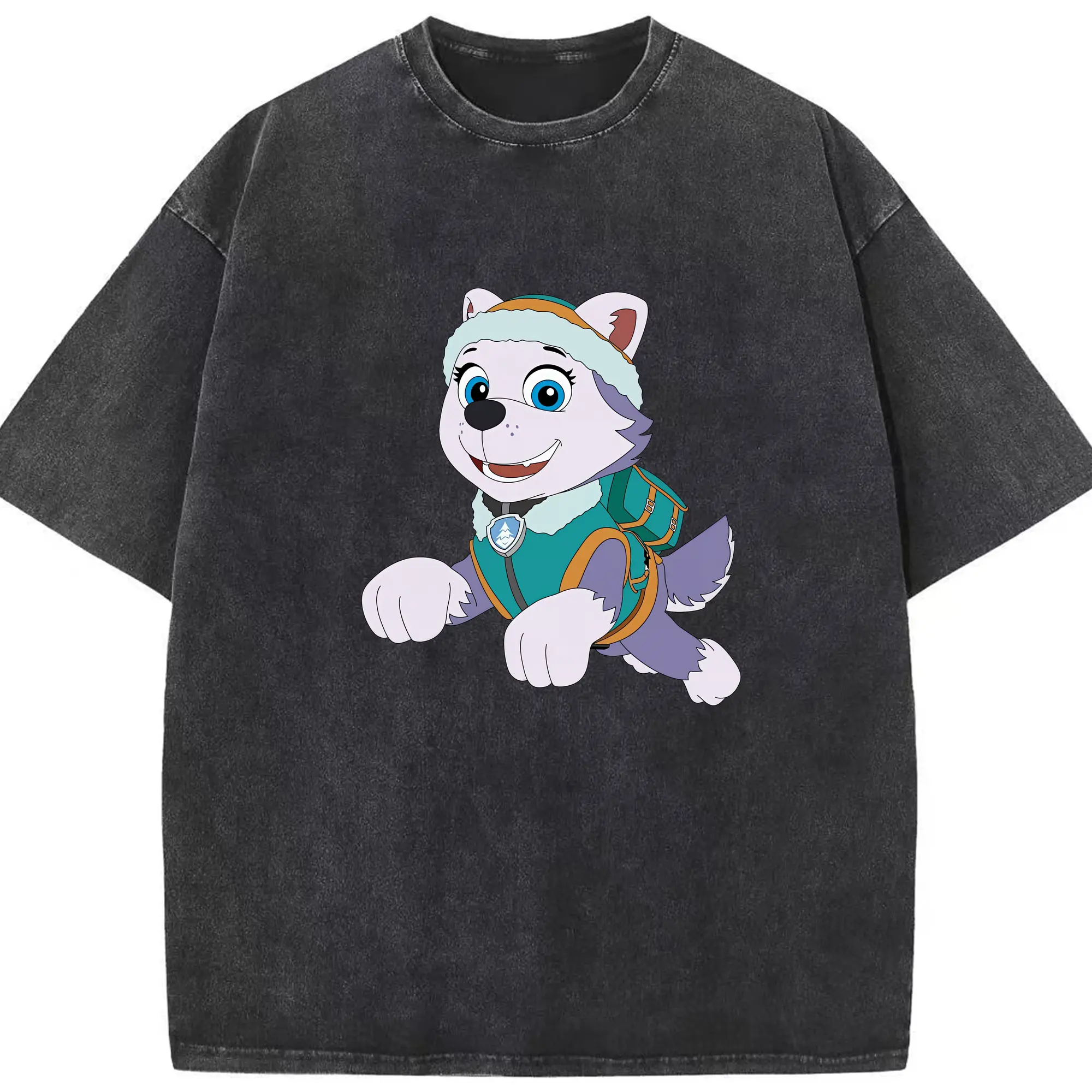 パウ・パトロール グッズ エベレスト - 綿100％ ヴィンテージ風 半袖Tシャツ ・ フロントプリント ・ 柔らか肌触り ・ 通気性 快適 ・ スポーツ カジュアル 外出用