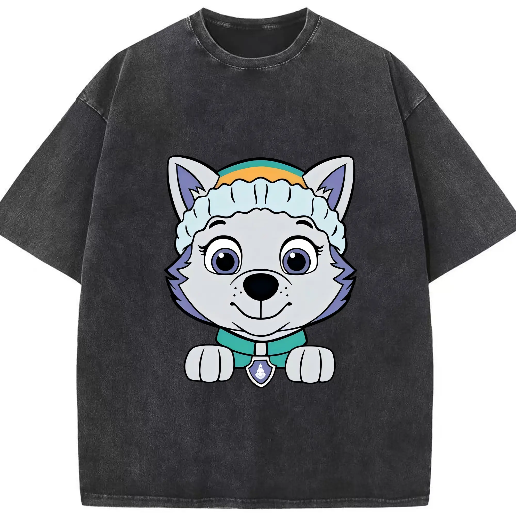 パウ・パトロール グッズ エベレスト - 綿100％ ヴィンテージ風 半袖Tシャツ ・ フロントプリント ・ 柔らか肌触り ・ 通気性 快適 ・ スポーツ カジュアル 外出用