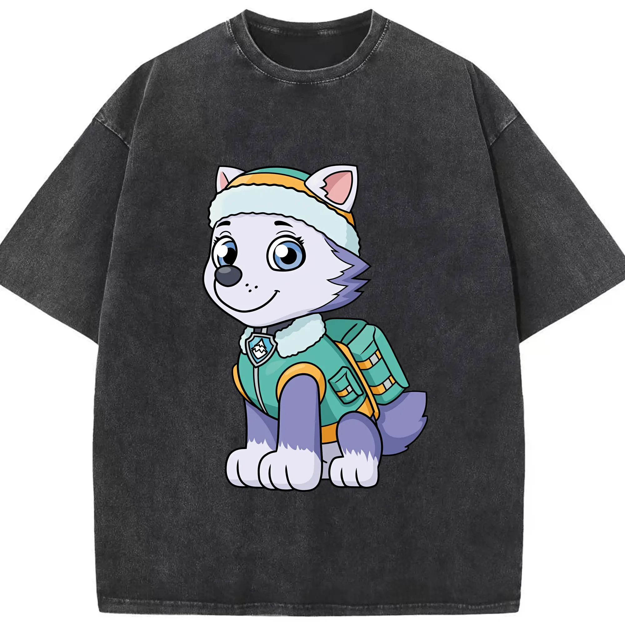 パウ・パトロール グッズ エベレスト - 綿100％ ヴィンテージ風 半袖Tシャツ ・ フロントプリント ・ 柔らか肌触り ・ 通気性 快適 ・ スポーツ カジュアル 外出用