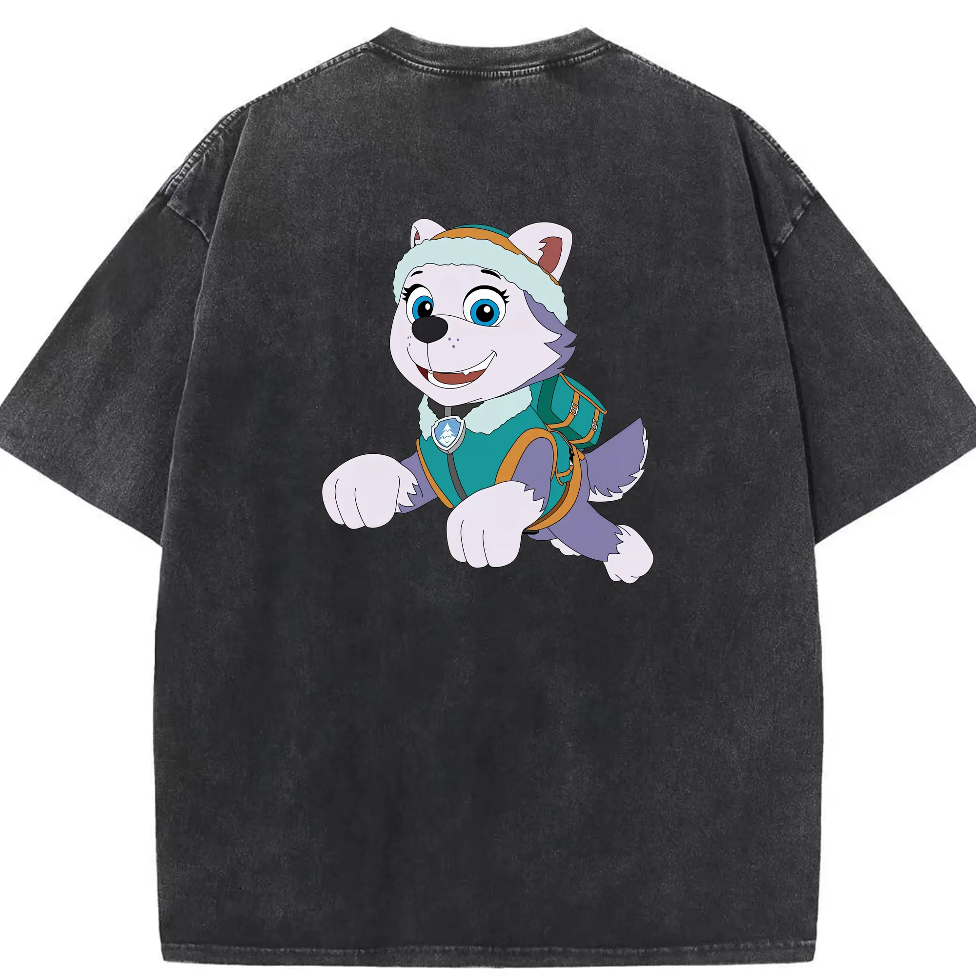 パウ・パトロール グッズ エベレスト - 綿100％ ヴィンテージ風 半袖Tシャツ ・ 背面プリント ・ 柔らか肌触り ・ 通気性 快適 ・ スポーツ カジュアル 外出用