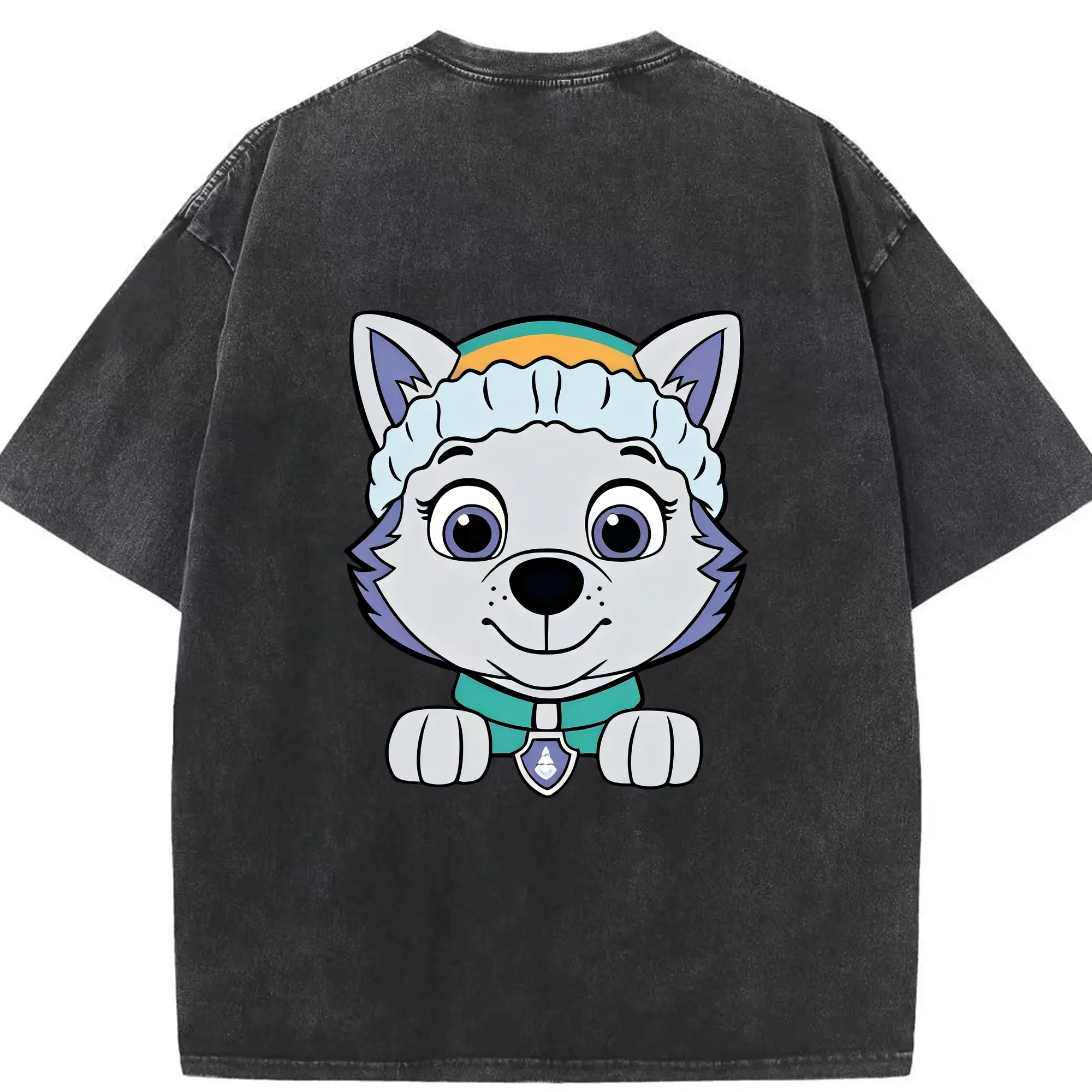 パウ・パトロール グッズ エベレスト - 綿100％ ヴィンテージ風 半袖Tシャツ ・ 背面プリント ・ 柔らか肌触り ・ 通気性 快適 ・ スポーツ カジュアル 外出用