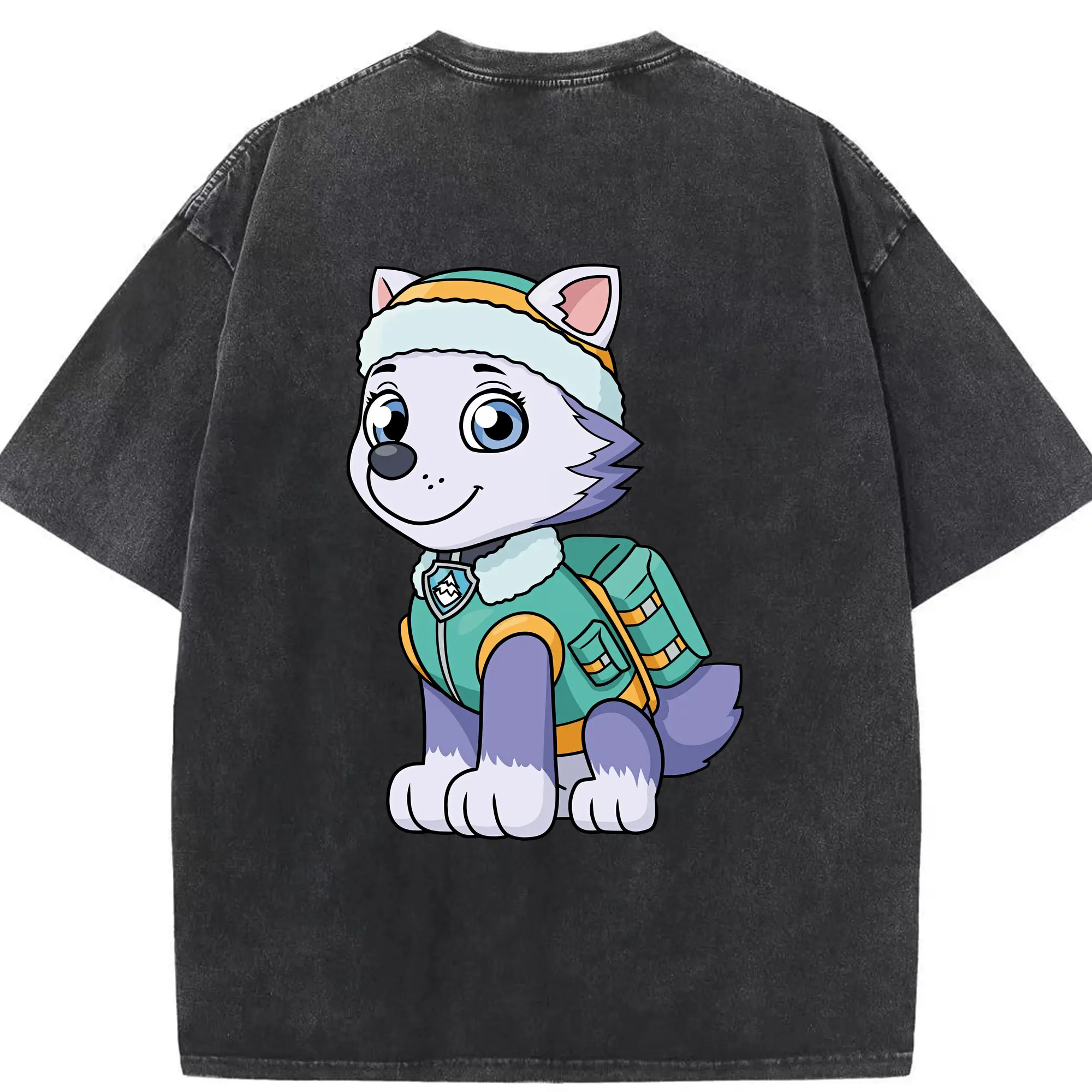 パウ・パトロール グッズ エベレスト - 綿100％ ヴィンテージ風 半袖Tシャツ ・ 背面プリント ・ 柔らか肌触り ・ 通気性 快適 ・ スポーツ カジュアル 外出用