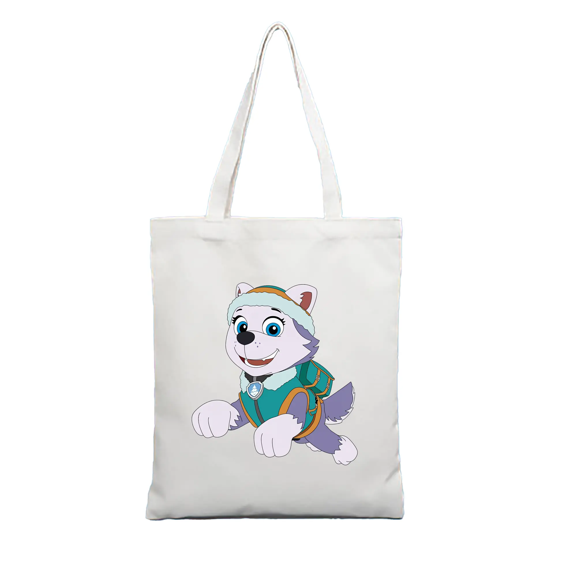 パウ・パトロール グッズ エベレスト - 縦型キャンバス手提げバッグ（トートバッグ） ・ キャンバス素材 ・ ショッピング用 ・ 軽量 丈夫 お手入れ簡単