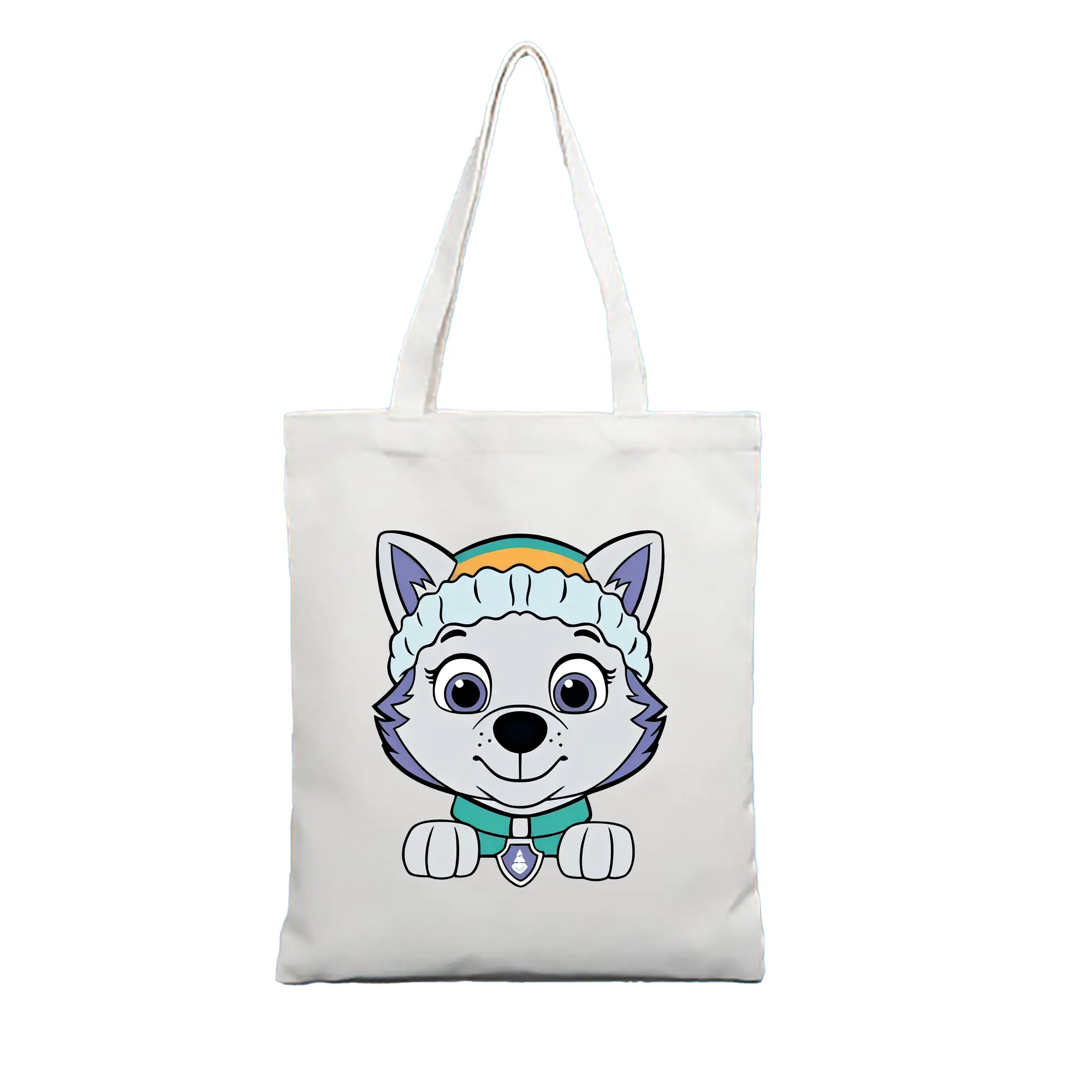 パウ・パトロール グッズ エベレスト - 縦型キャンバス手提げバッグ（トートバッグ） ・ キャンバス素材 ・ ショッピング用 ・ 軽量 丈夫 お手入れ簡単