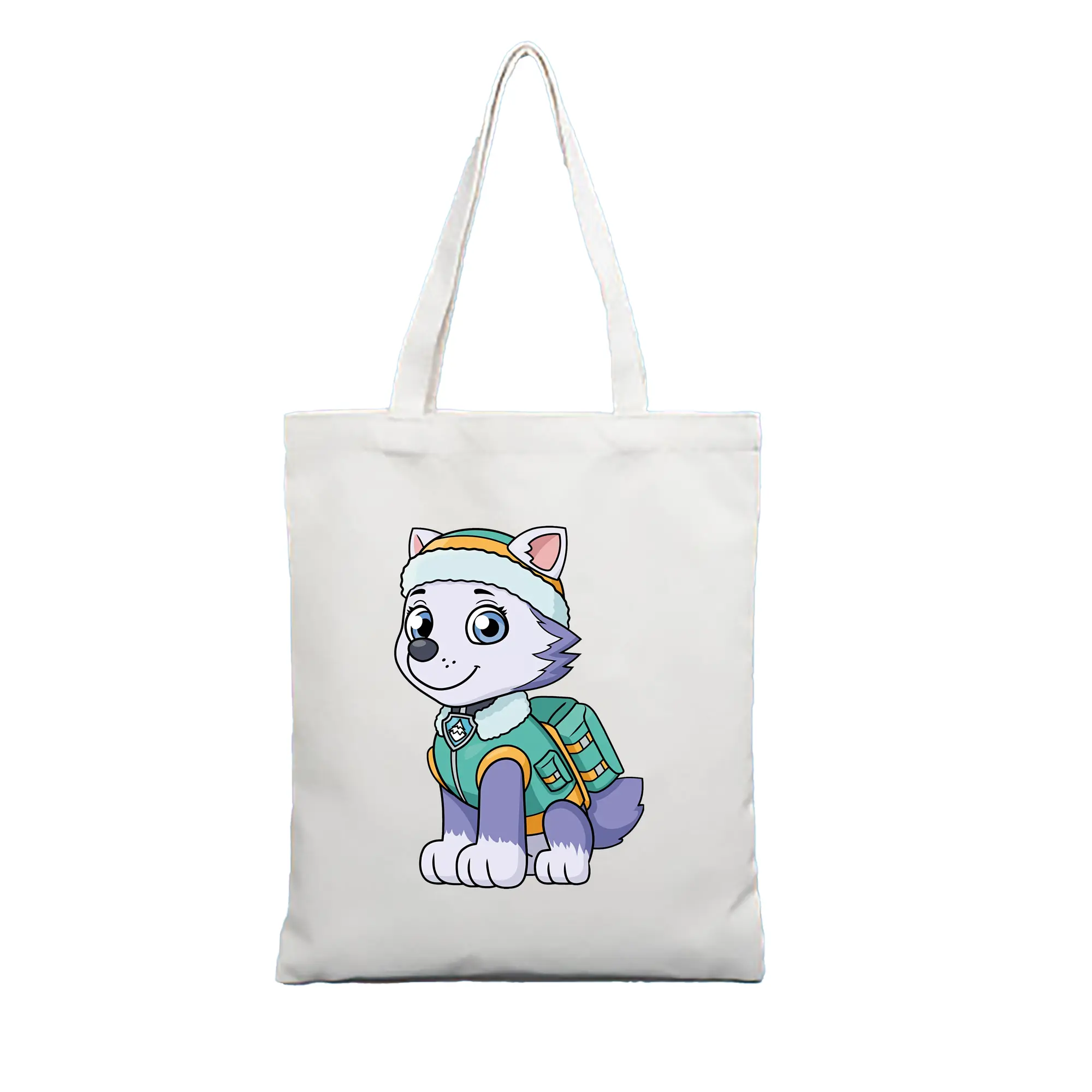 パウ・パトロール グッズ エベレスト - 縦型キャンバス手提げバッグ（トートバッグ） ・ キャンバス素材 ・ ショッピング用 ・ 軽量 丈夫 お手入れ簡単