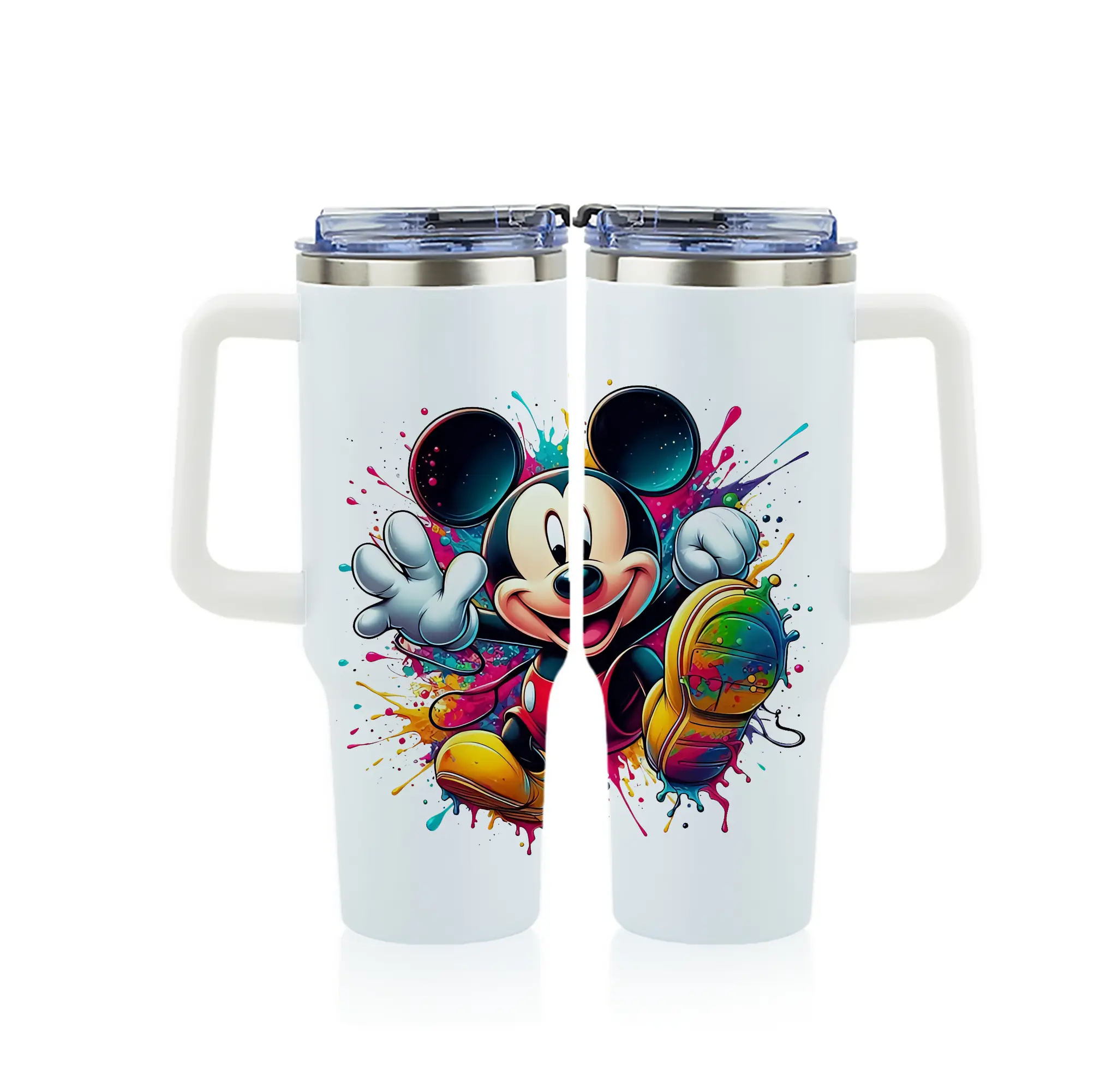 ミッキーマウス（Mickey Mouse） グッズ ミッキーマウス（Mickey Mouse） - 1200mL フルプリント車用タンブラー ・ 304ステンレス 内側 ・ 201ステンレス 外側 ・ 保温 保冷 ・ 通勤 ドライブ アウトドア用