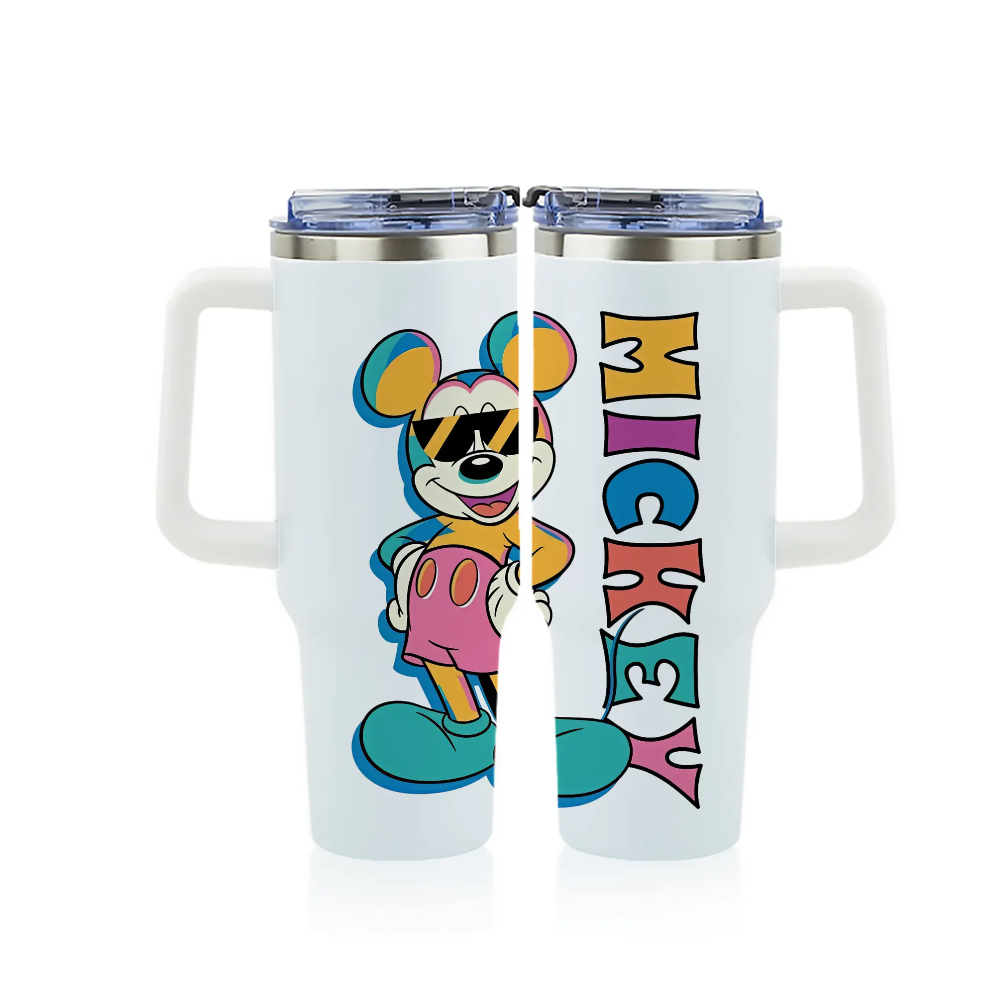 ミッキーマウス（Mickey Mouse） グッズ ミッキーマウス（Mickey Mouse） - 1200mL フルプリント車用タンブラー ・ 304ステンレス 内側 ・ 201ステンレス 外側 ・ 保温 保冷 ・ 通勤 ドライブ アウトドア用