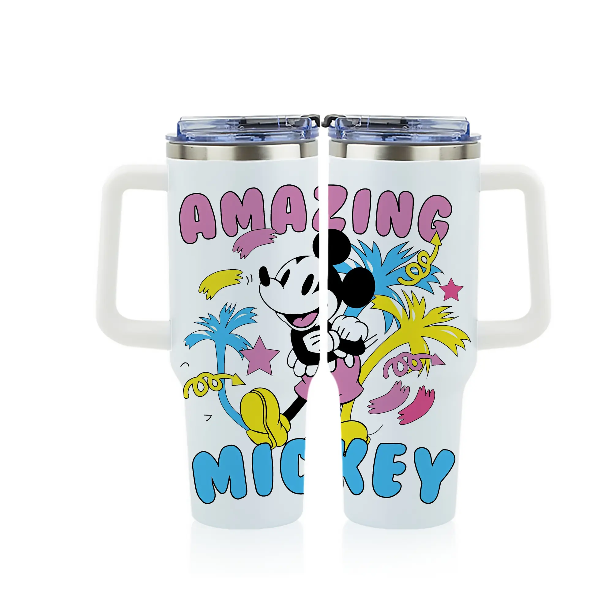 ミッキーマウス（Mickey Mouse） グッズ ミッキーマウス（Mickey Mouse） - 1200mL フルプリント車用タンブラー ・ 304ステンレス 内側 ・ 201ステンレス 外側 ・ 保温 保冷 ・ 通勤 ドライブ アウトドア用