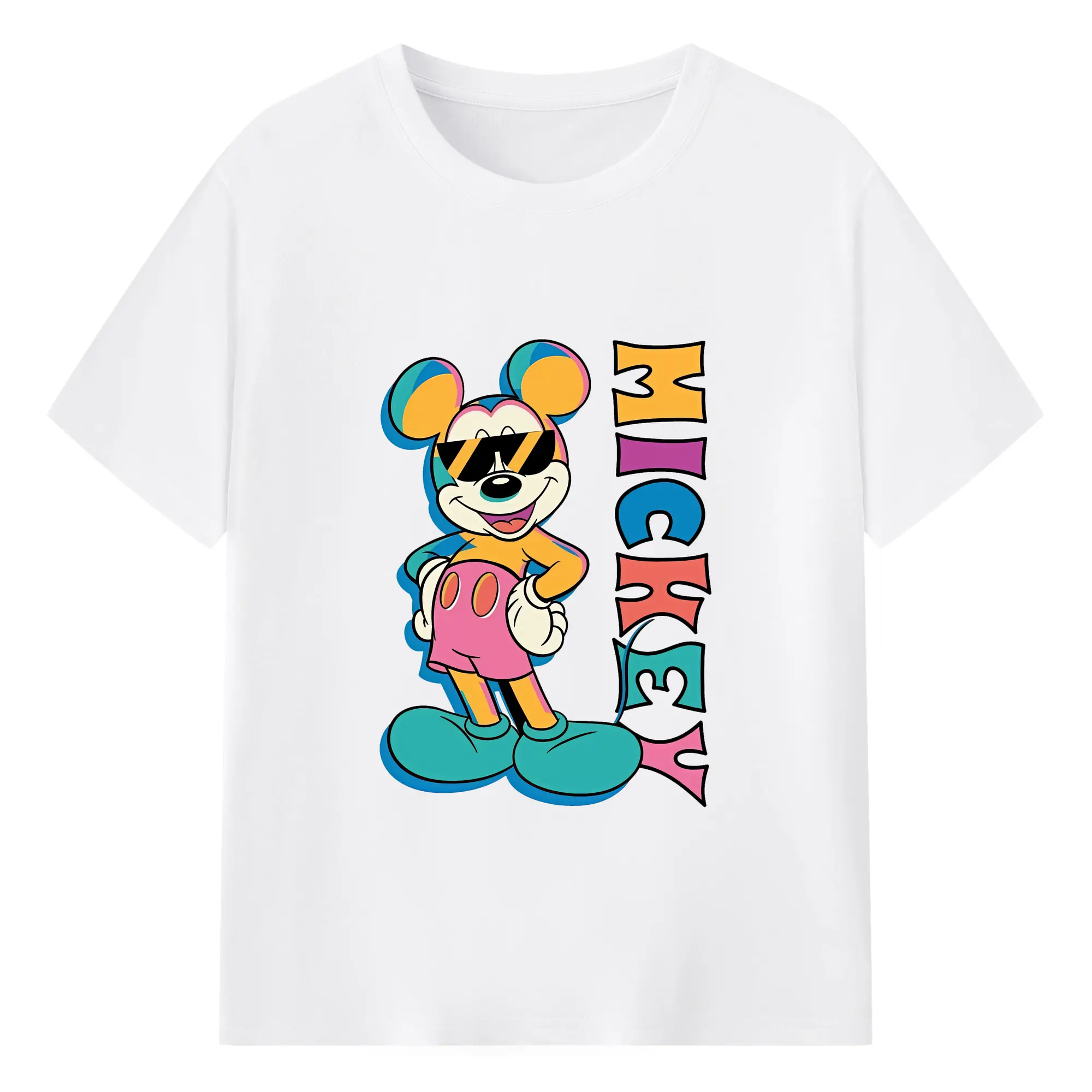 ミッキーマウス（Mickey Mouse） グッズ ミッキーマウス（Mickey Mouse） - 綿100％ 半袖Tシャツ ・ フロントプリント ・ 快適 通気性 ・ 日常使い 散歩 スポーツ用