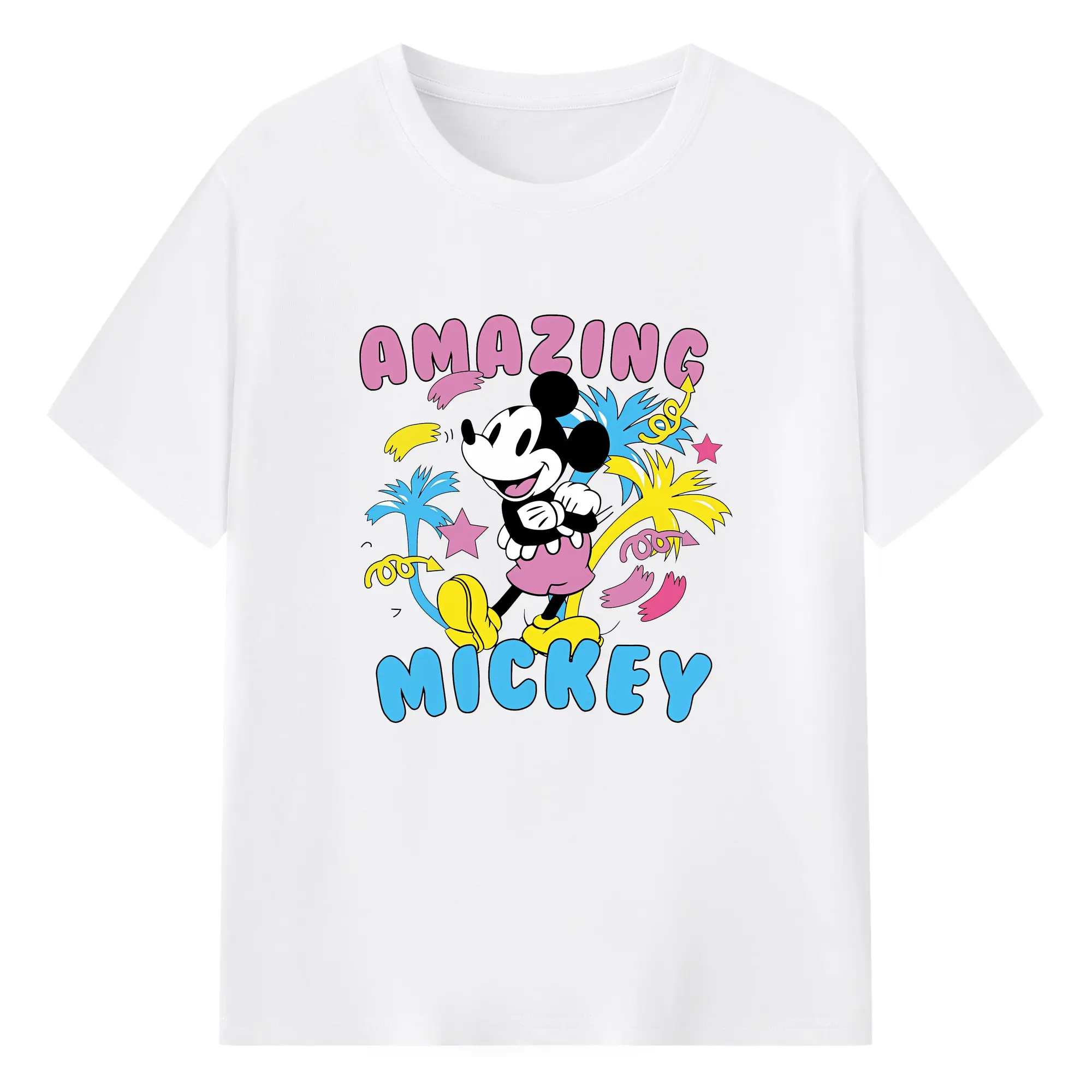 ミッキーマウス（Mickey Mouse） グッズ ミッキーマウス（Mickey Mouse） - 綿100％ 半袖Tシャツ ・ フロントプリント ・ 快適 通気性 ・ 日常使い 散歩 スポーツ用