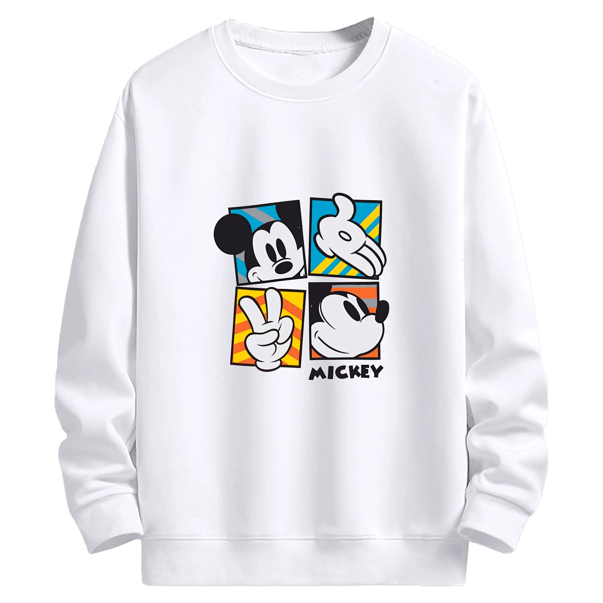 ミッキーマウス（Mickey Mouse） グッズ ミッキーマウス（Mickey Mouse） - 高品質 クルーネック スウェット ・ コットン59％ ポリエステル41％ ・ ユニセックス 長袖 トレーナー ・ カジュアル デイリー スポーツ 散歩用