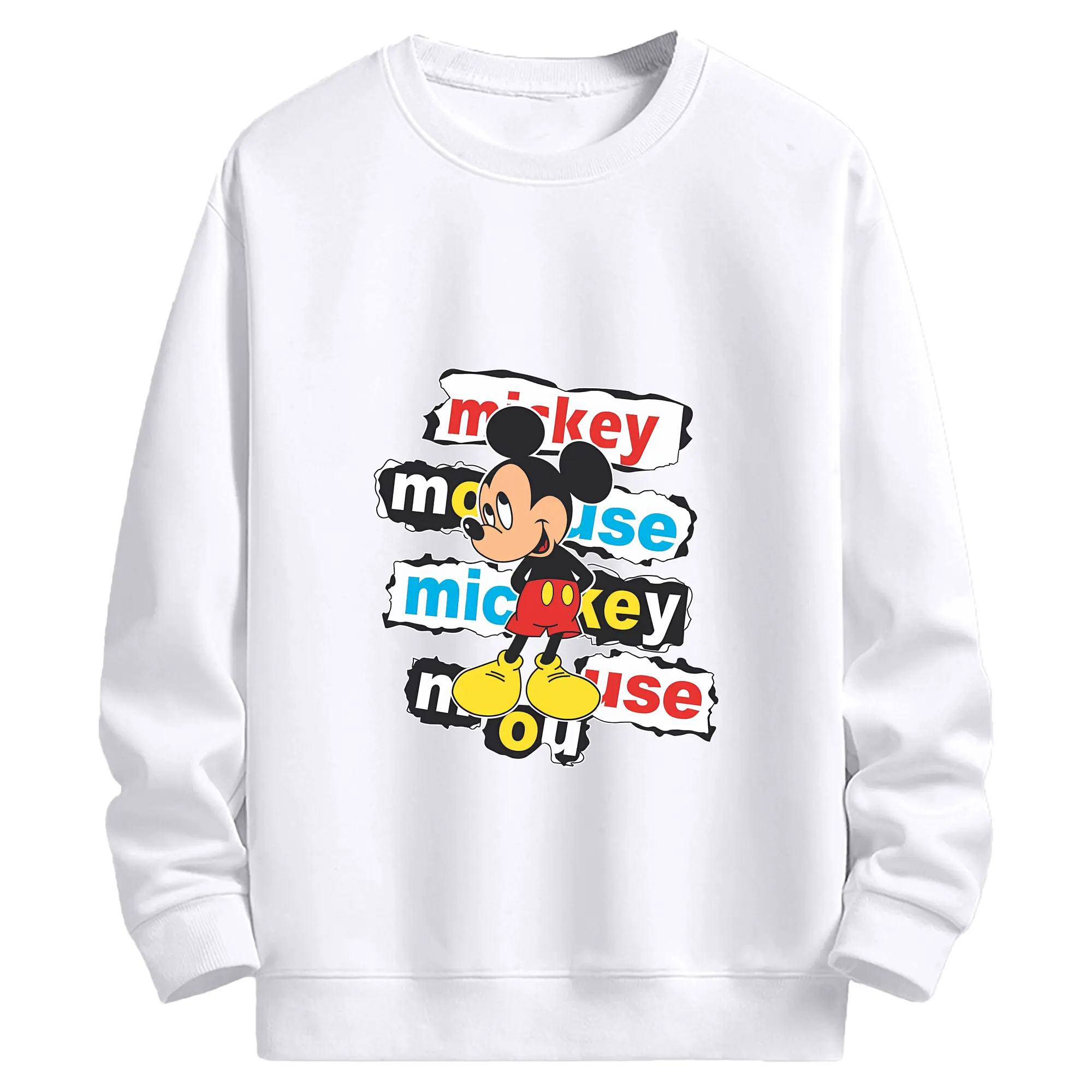 ミッキーマウス（Mickey Mouse） グッズ ミッキーマウス（Mickey Mouse） - 高品質 クルーネック スウェット ・ コットン59％ ポリエステル41％ ・ ユニセックス 長袖 トレーナー ・ カジュアル デイリー スポーツ 散歩用