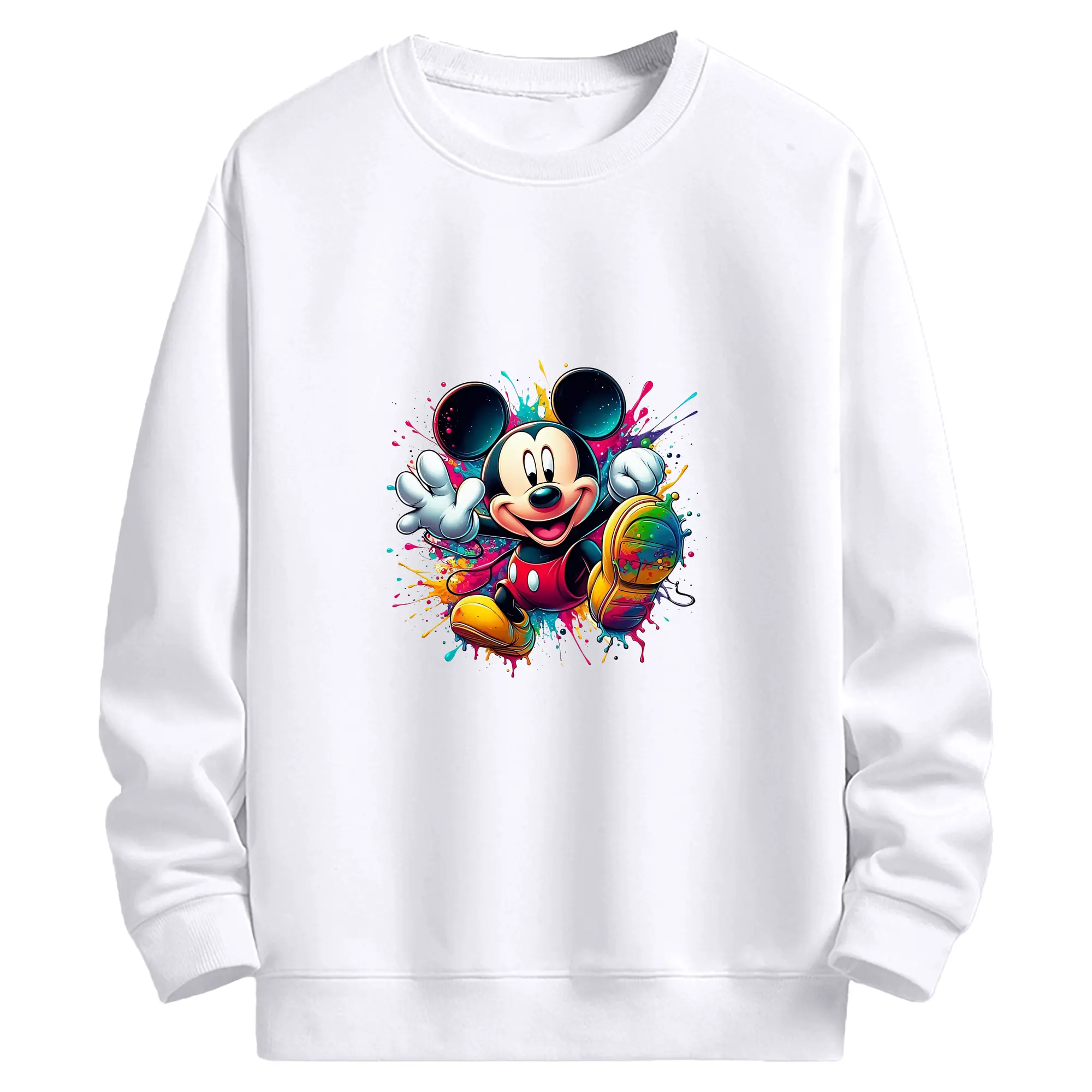 ミッキーマウス（Mickey Mouse） グッズ ミッキーマウス（Mickey Mouse） - 高品質 クルーネック スウェット ・ コットン59％ ポリエステル41％ ・ ユニセックス 長袖 トレーナー ・ カジュアル デイリー スポーツ 散歩用