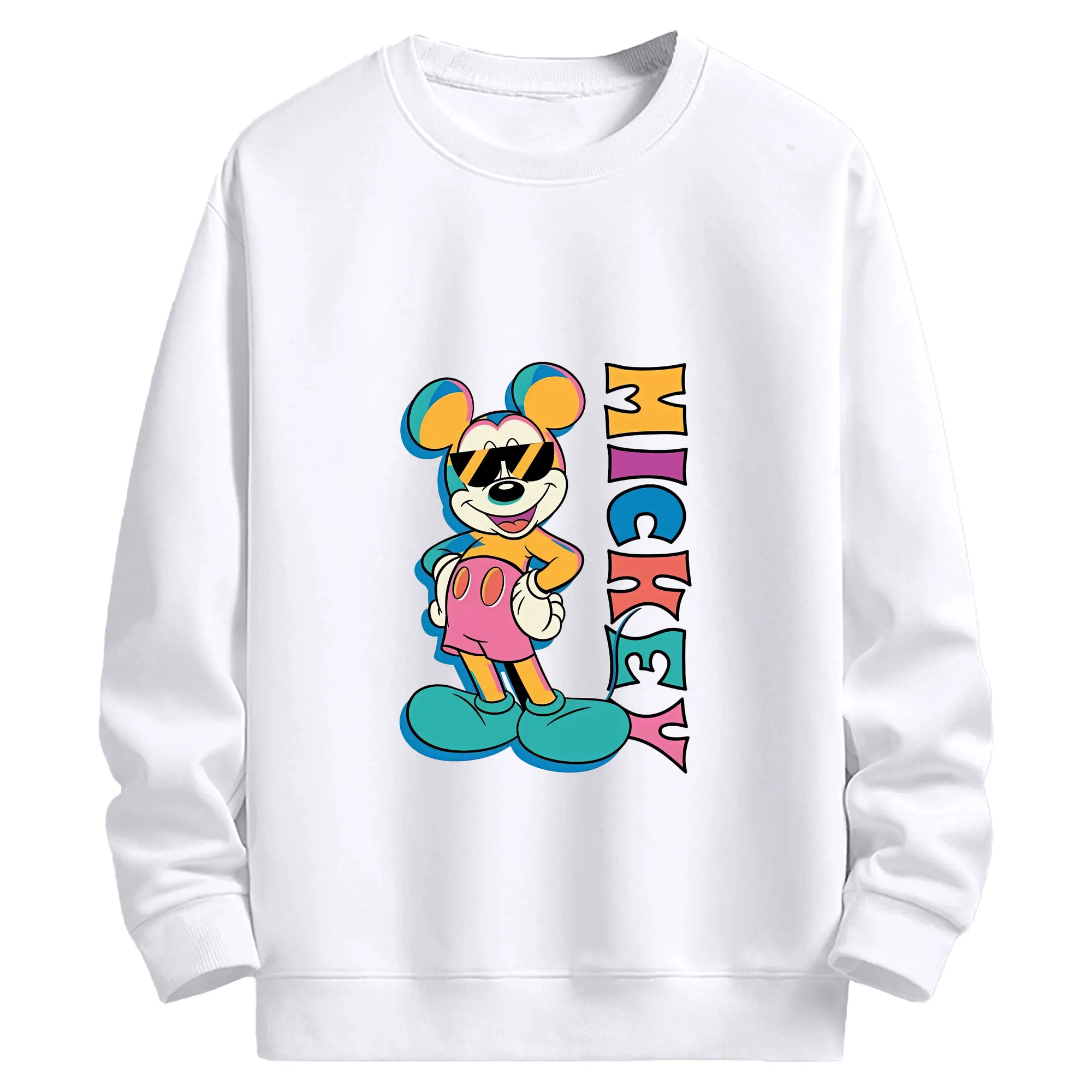 ミッキーマウス（Mickey Mouse） グッズ ミッキーマウス（Mickey Mouse） - 高品質 クルーネック スウェット ・ コットン59％ ポリエステル41％ ・ ユニセックス 長袖 トレーナー ・ カジュアル デイリー スポーツ 散歩用