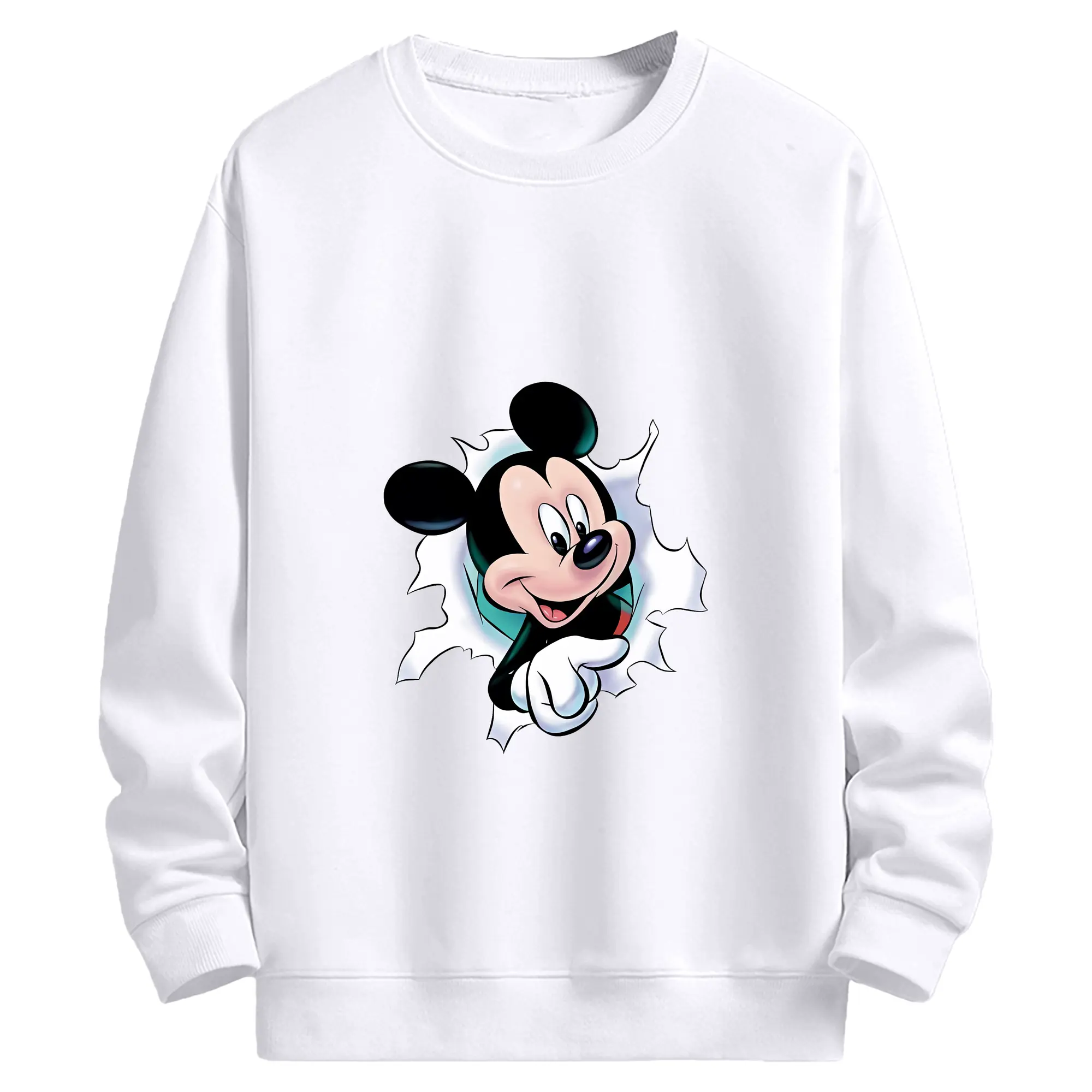 ミッキーマウス（Mickey Mouse） グッズ ミッキーマウス（Mickey Mouse） - 高品質 クルーネック スウェット ・ コットン59％ ポリエステル41％ ・ ユニセックス 長袖 トレーナー ・ カジュアル デイリー スポーツ 散歩用