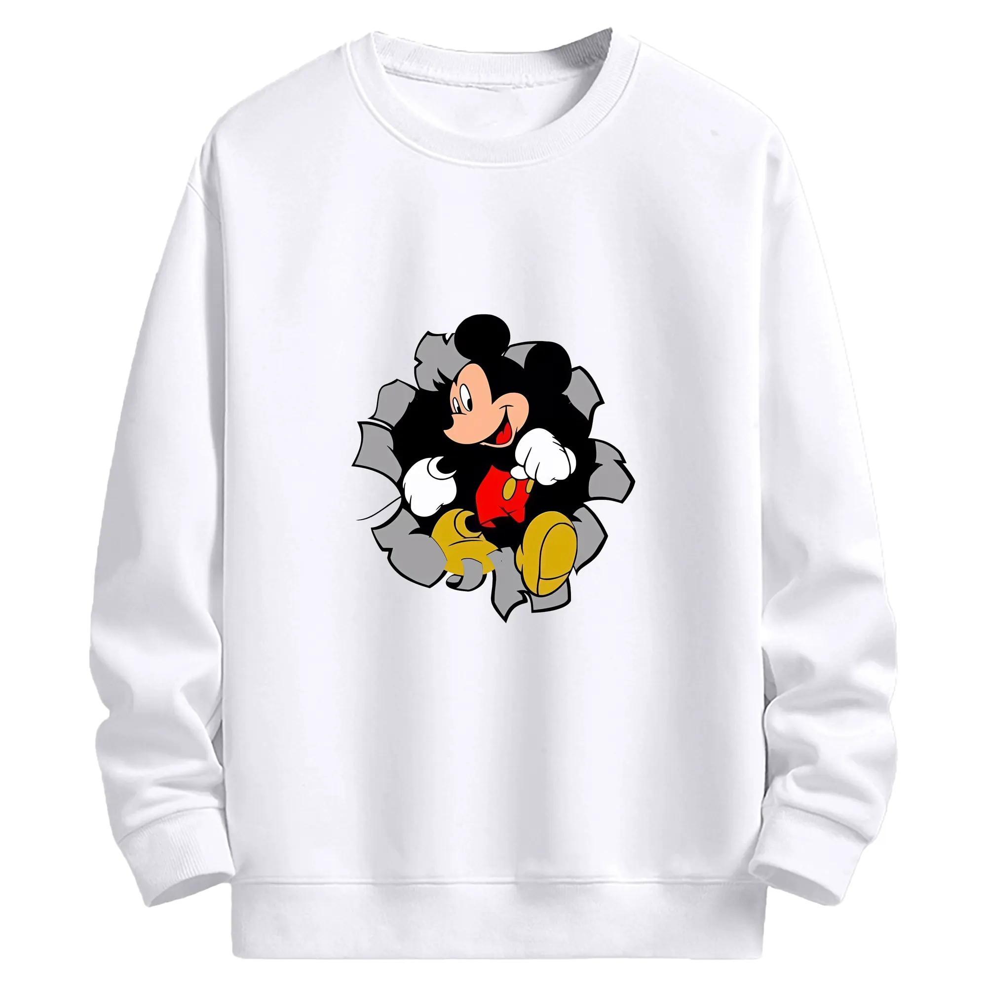 ミッキーマウス（Mickey Mouse） グッズ ミッキーマウス（Mickey Mouse） - 高品質 クルーネック スウェット ・ コットン59％ ポリエステル41％ ・ ユニセックス 長袖 トレーナー ・ カジュアル デイリー スポーツ 散歩用