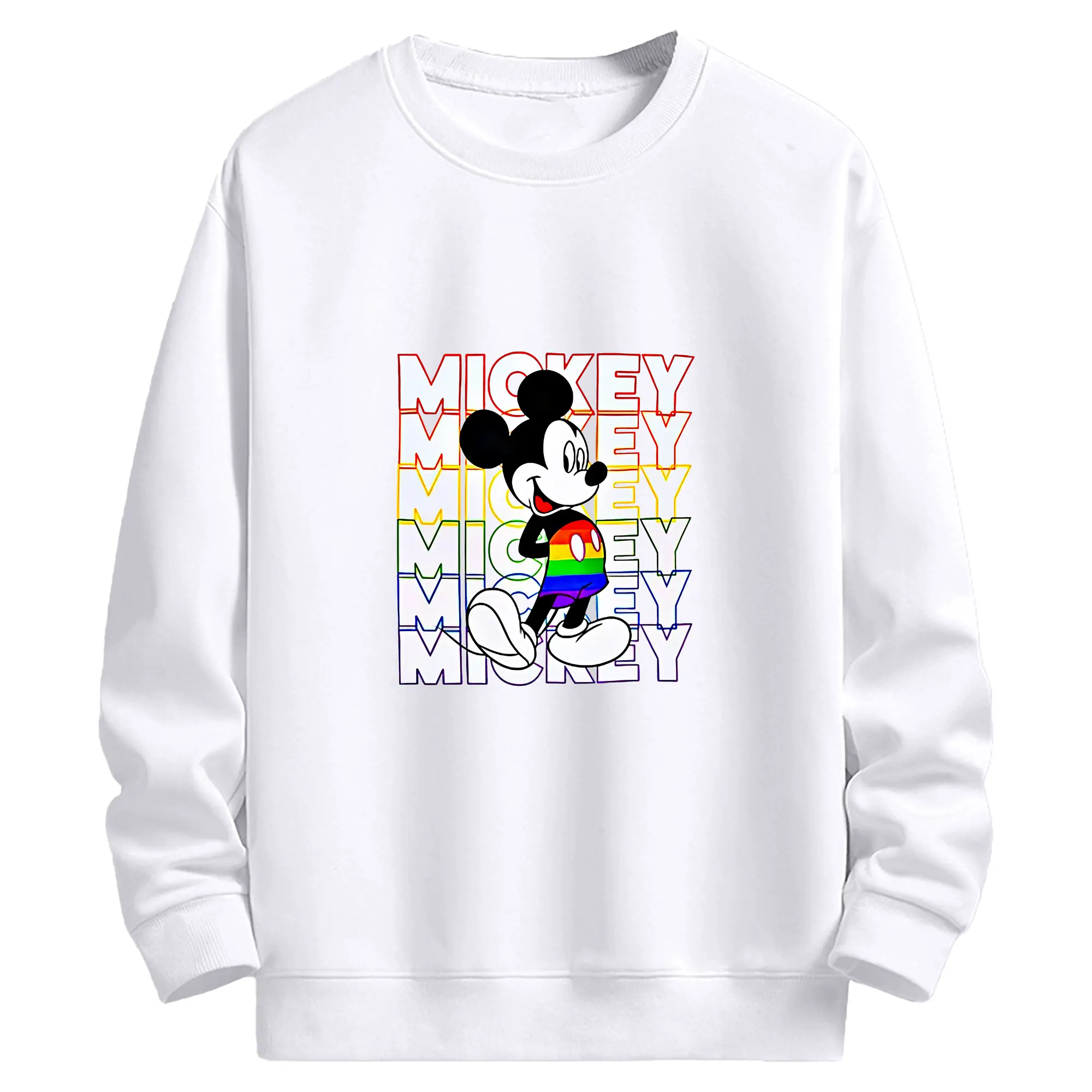 ミッキーマウス（Mickey Mouse） グッズ ミッキーマウス（Mickey Mouse） - 高品質 クルーネック スウェット ・ コットン59％ ポリエステル41％ ・ ユニセックス 長袖 トレーナー ・ カジュアル デイリー スポーツ 散歩用