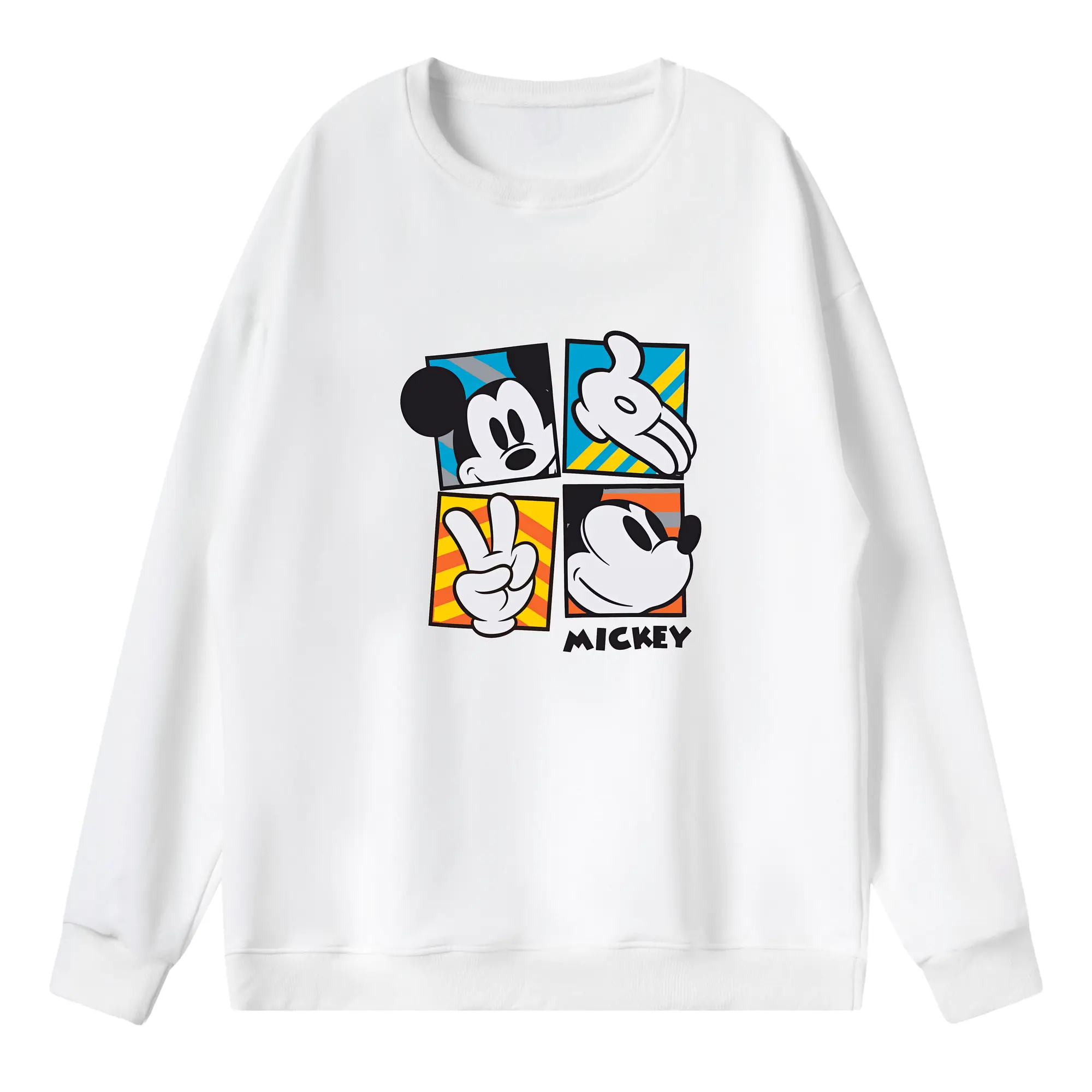 ミッキーマウス（Mickey Mouse） グッズ ミッキーマウス（Mickey Mouse） - 薄手 クルーネック スウェット 裏毛260g · ポリエステル 春秋向け カジュアル 男女兼用 · トレーナー デイリー スポーツ 散歩に最適