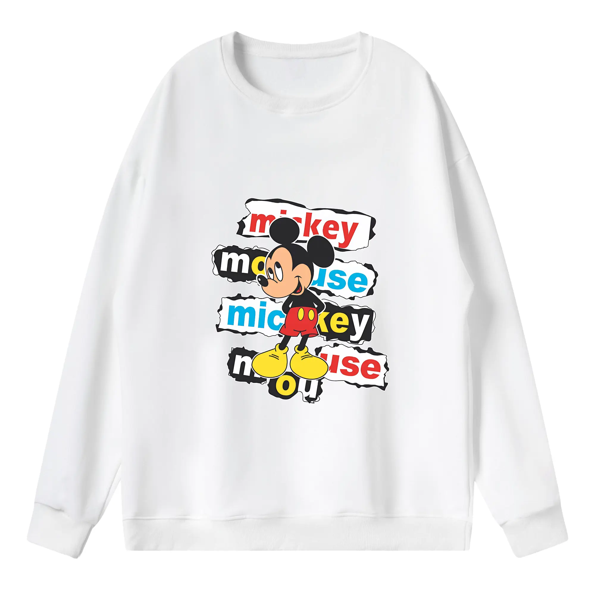 ミッキーマウス（Mickey Mouse） グッズ ミッキーマウス（Mickey Mouse） - 薄手 クルーネック スウェット 裏毛260g · ポリエステル 春秋向け カジュアル 男女兼用 · トレーナー デイリー スポーツ 散歩に最適